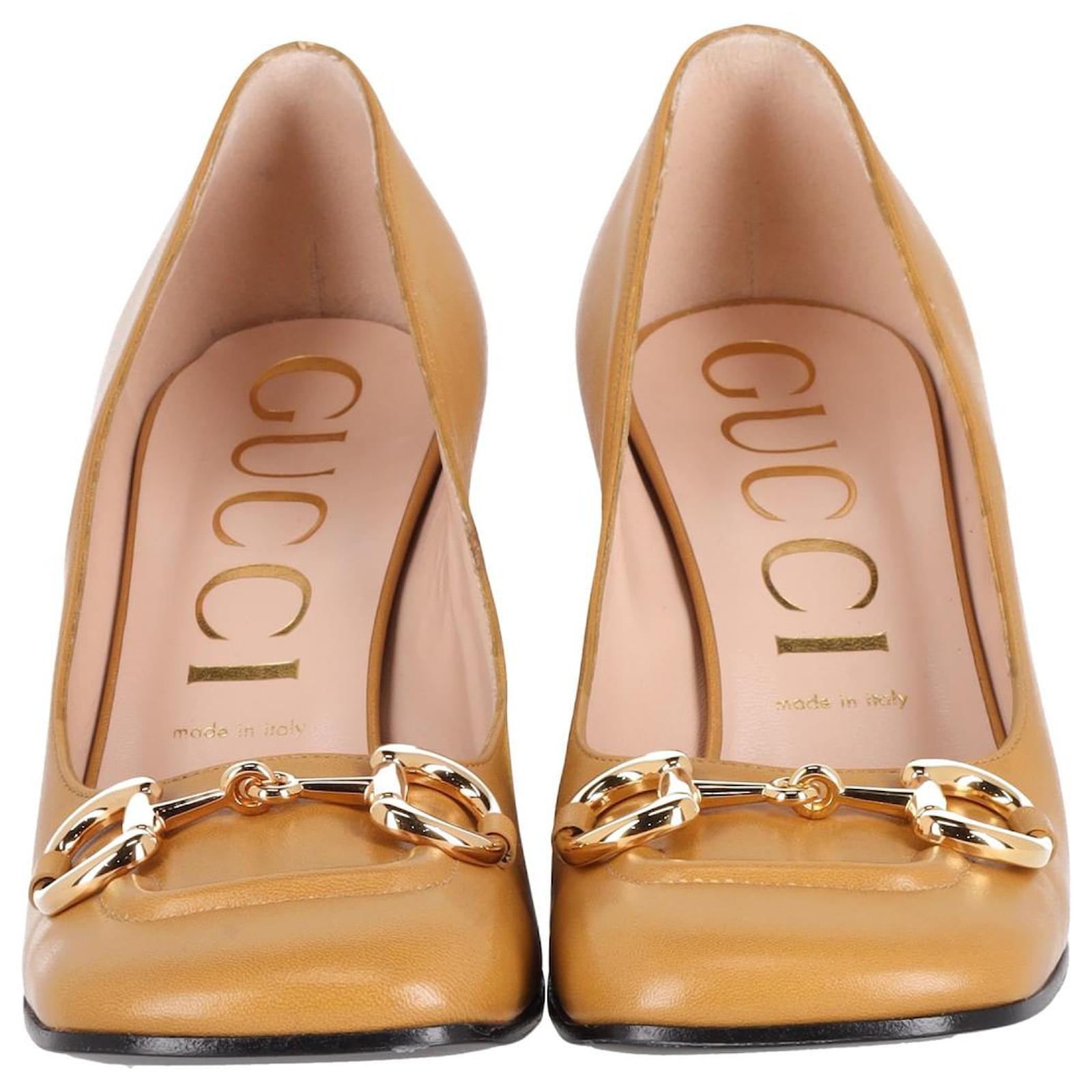 Gucci HorsebitDetailed Pumps in Brown Leather ref.951821 Joli Closet
