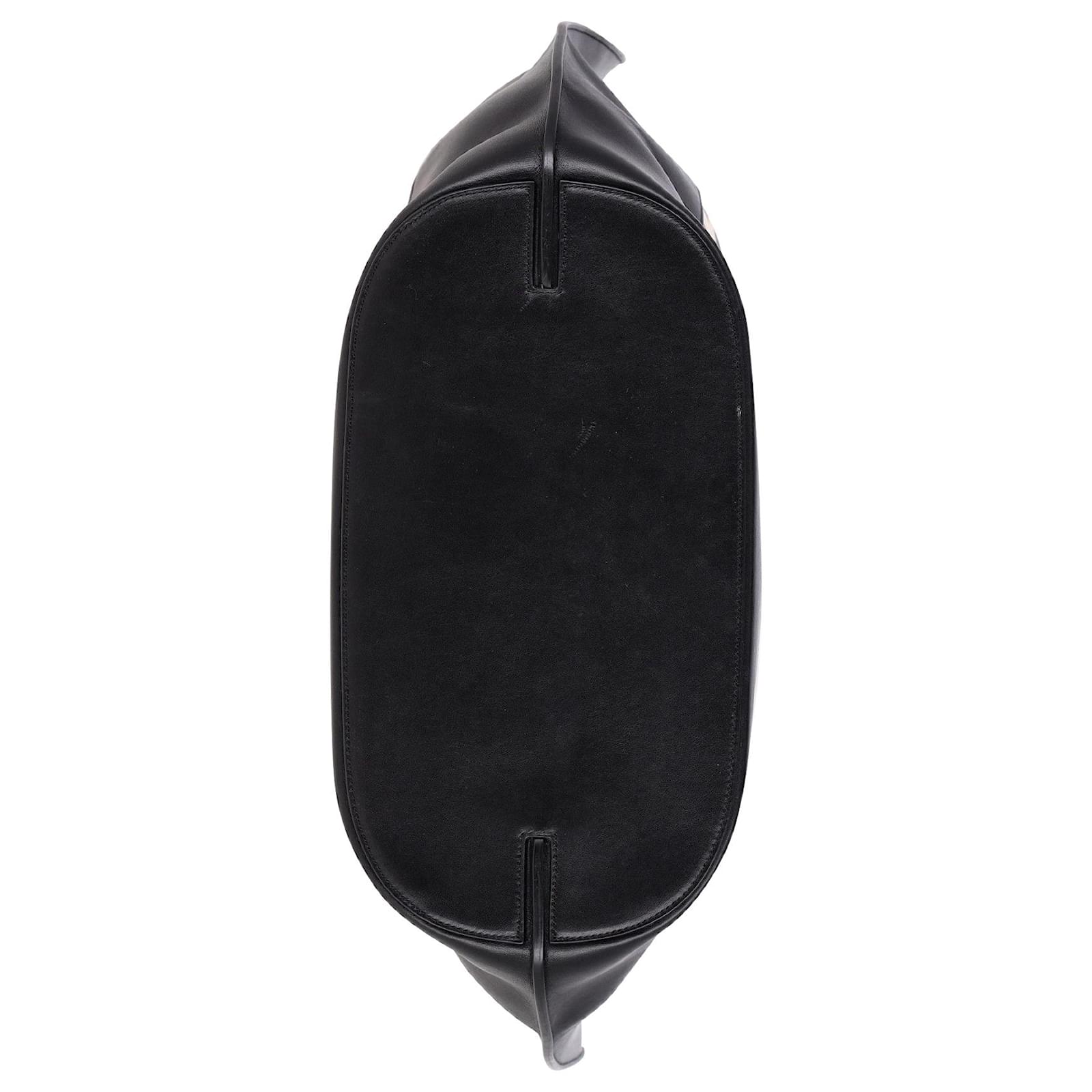 Victoria Beckham Tulip Small Striped Tote Bag in Black Leather