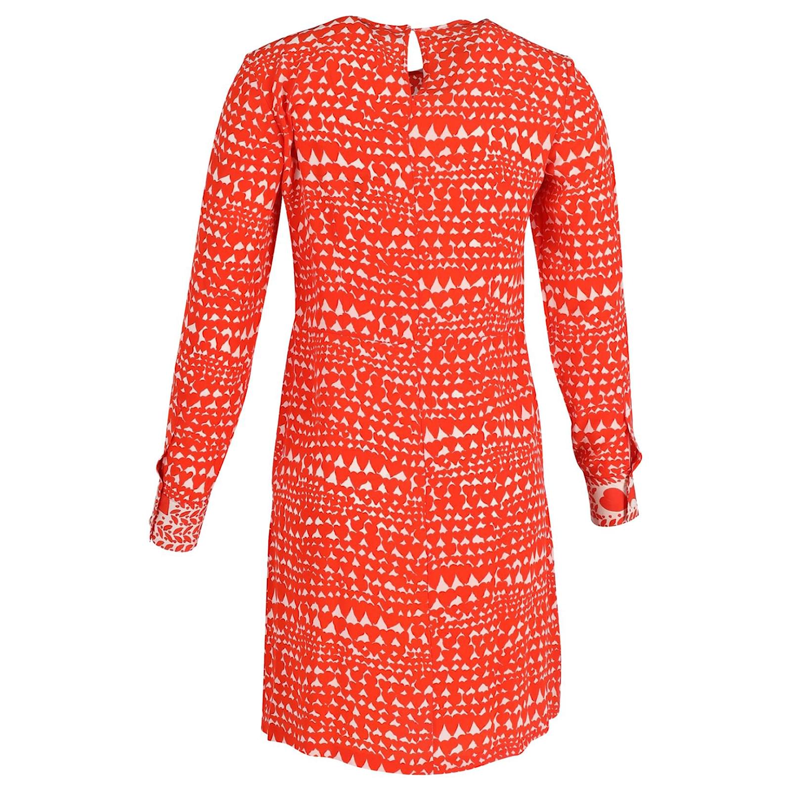 Stella McCartney Gabel Heart Print Dress in Red Silk