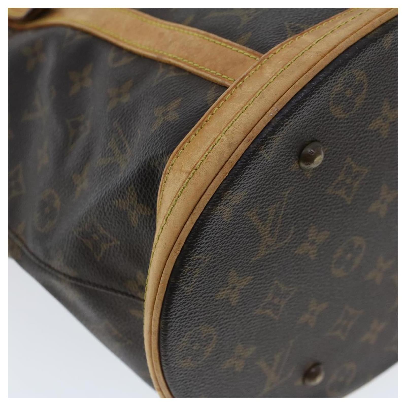 LOUIS VUITTON Monogram Mini Lin Bucket PM Shoulder Bag Brown M95226 Auth  47159