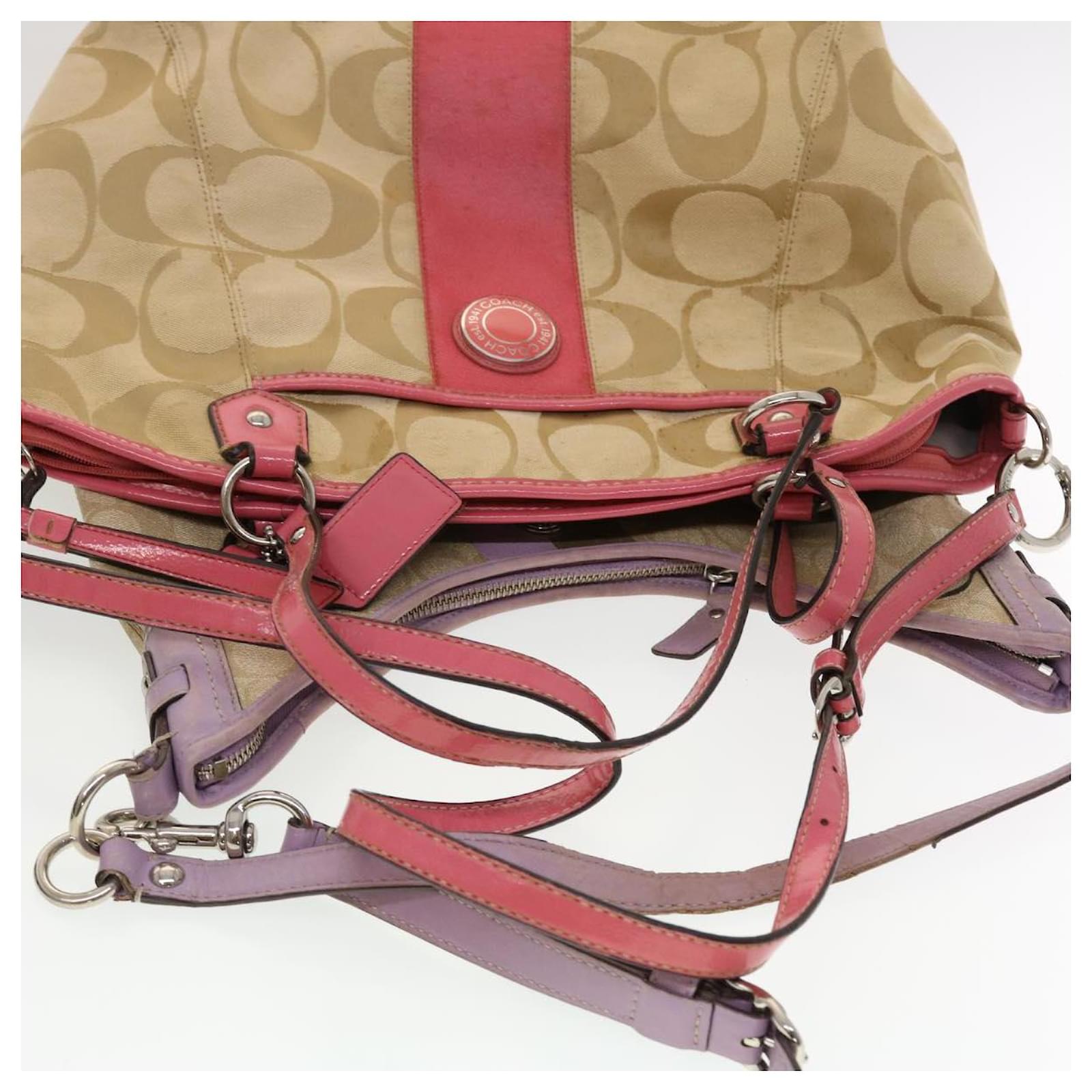 Coach Signature Canvas Shoulder Bag 5Set Beige Black Pink Auth am4510 Cloth  ref.952229 - Joli Closet
