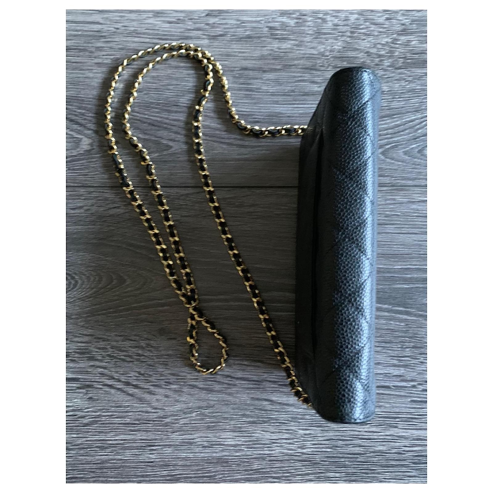 Chanel wallet on chain Black Leather Joli Closet