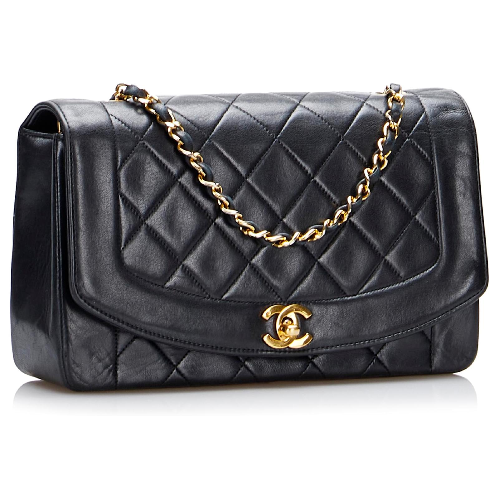 Chanel Black Small Lambskin Diana Flap Bag Leather ref.953580