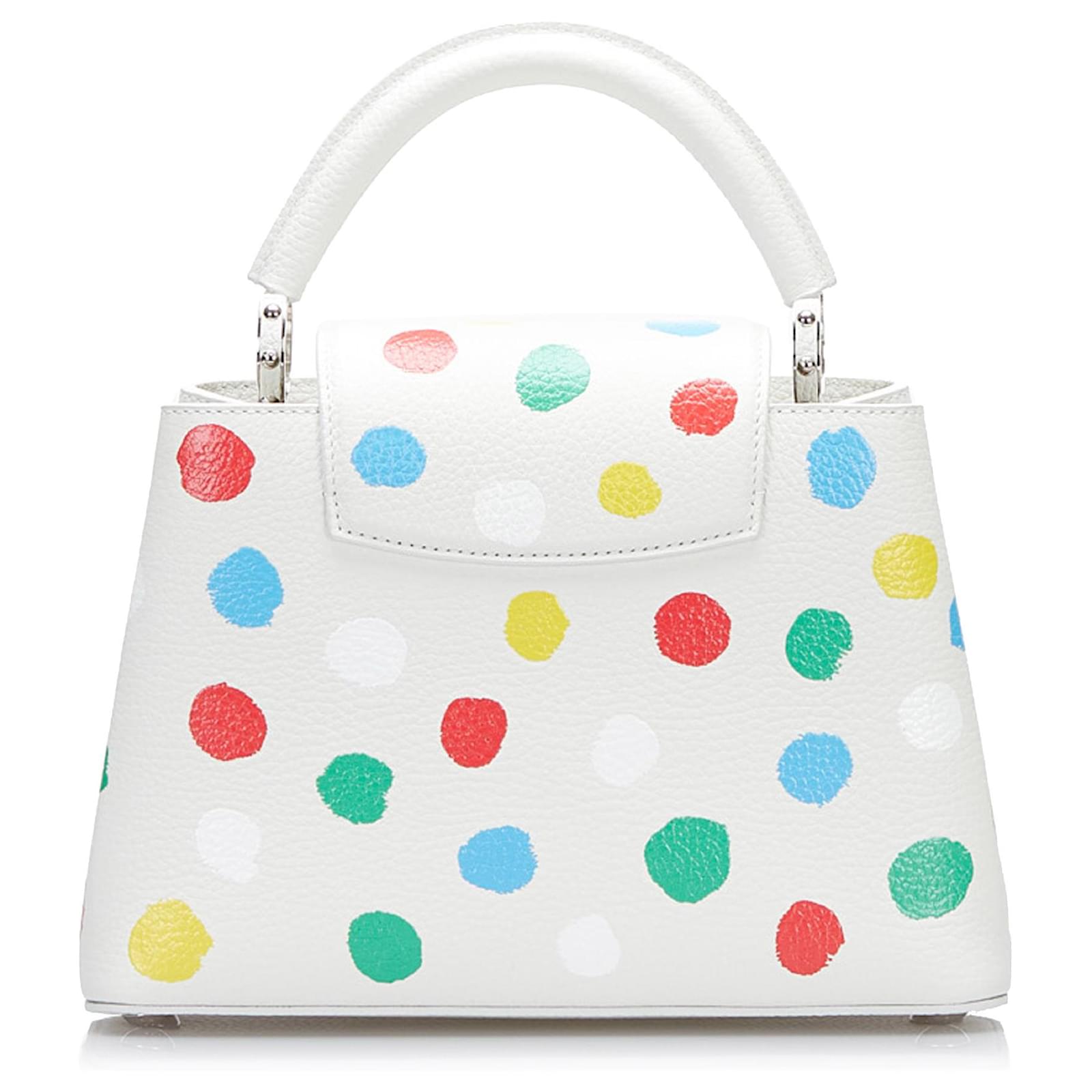 Louis Vuitton white x Yayoi Kusama Infinity Dots Capucines BB Top-Handle Bag