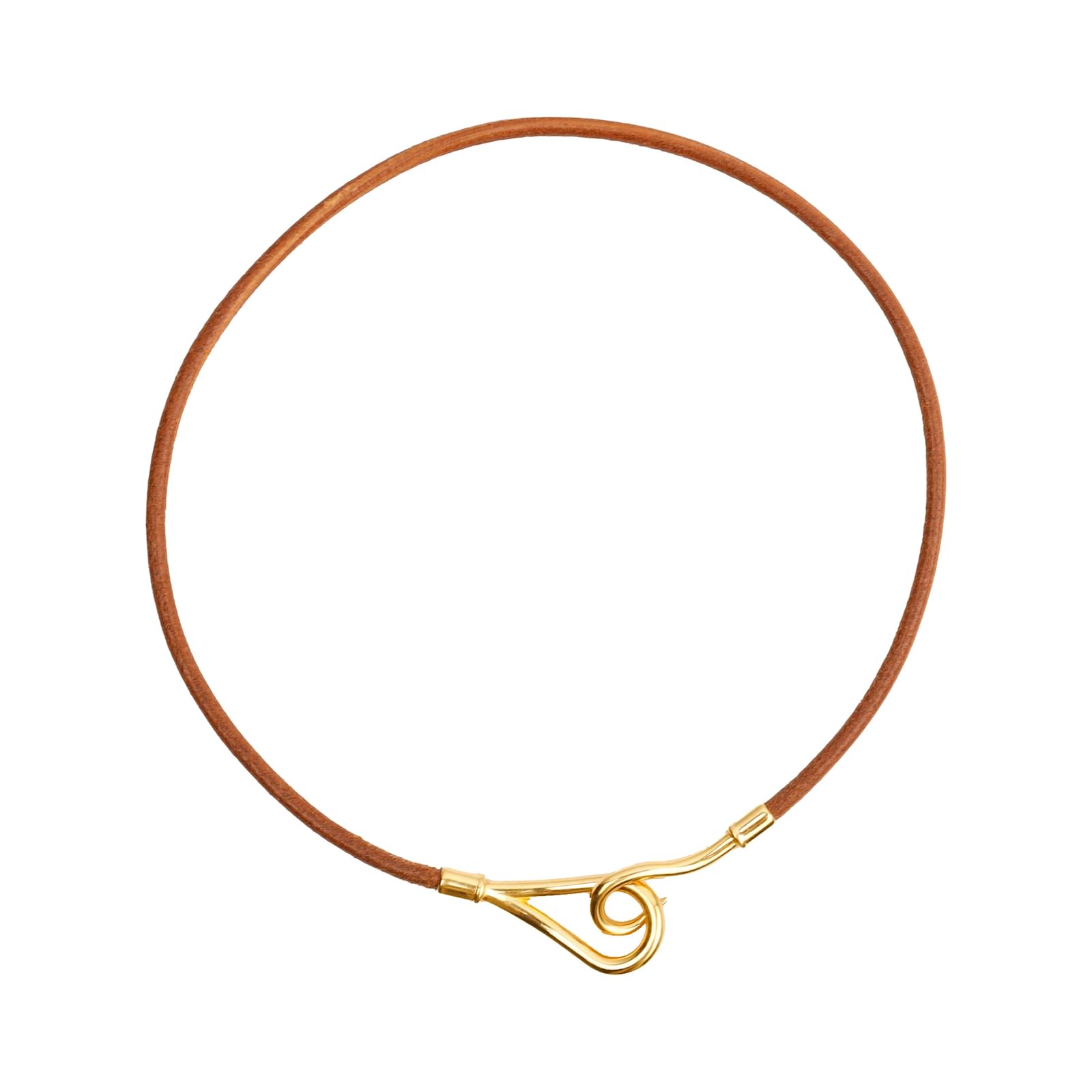 Hermès Jumbo Hook Necklace Brown Leather ref.954210 Joli Closet