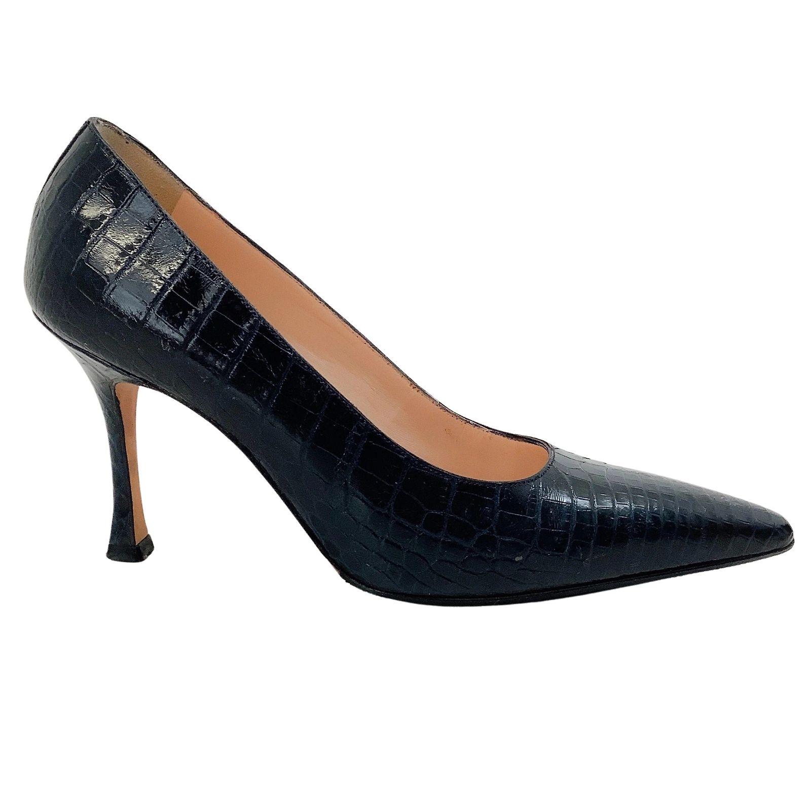 Manolo Blahnik Navy Blue Alligator Pumps Exotic leather ref.954247 ...
