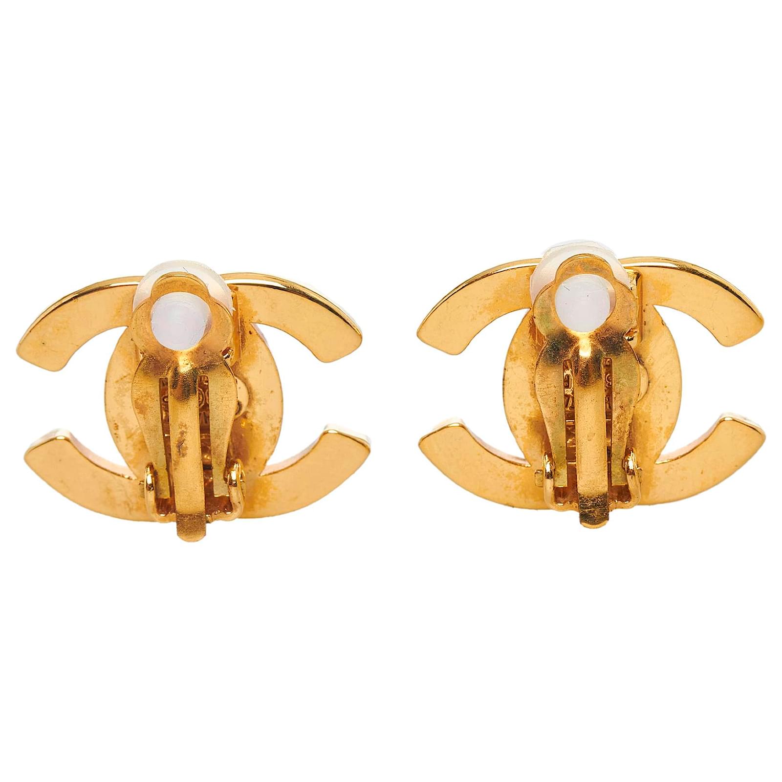 Pre-owned Chanel Silver 'cc' Turnlock Earrings Small