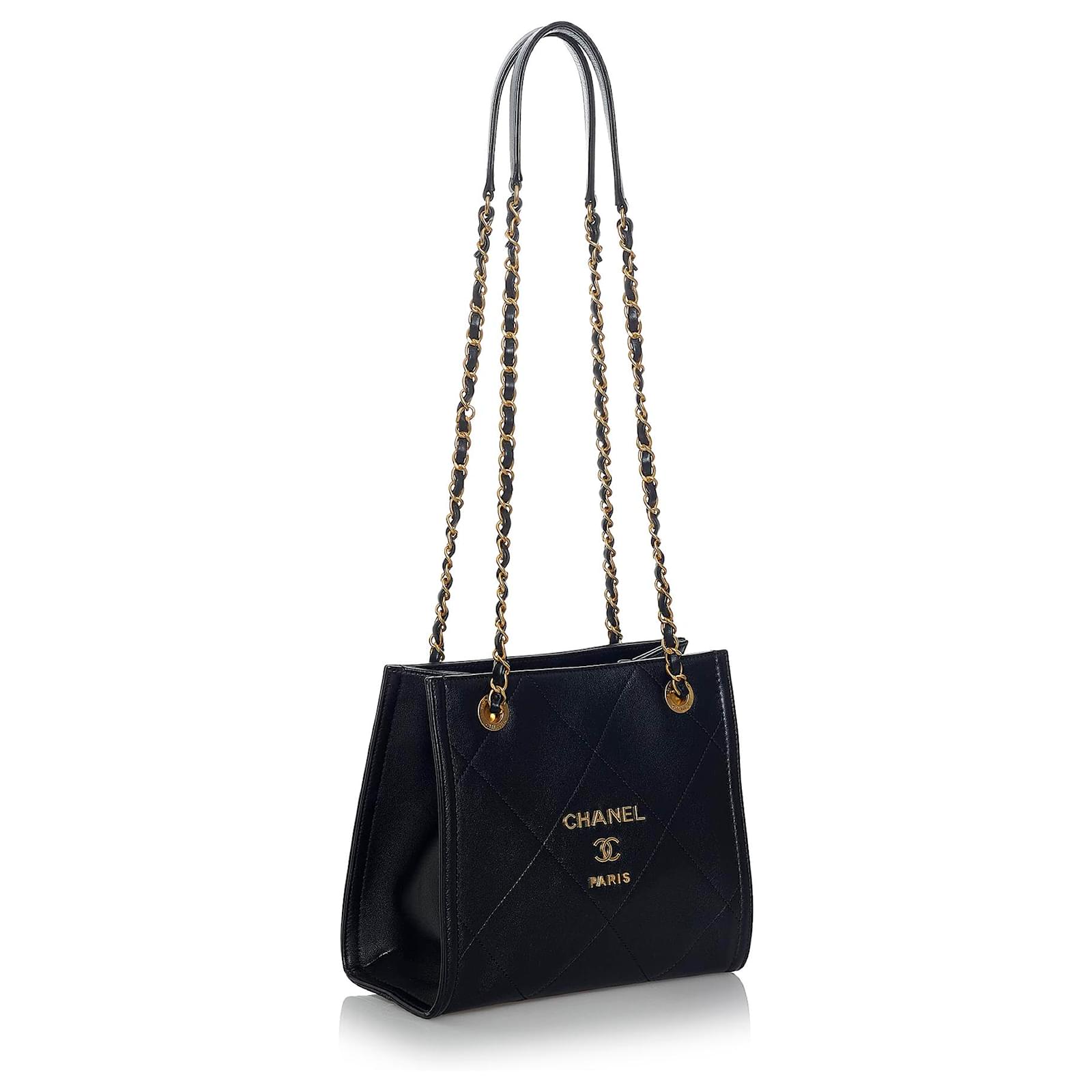 Chanel Black Matelasse Mini Shopper Tote Bag Leather Pony-style