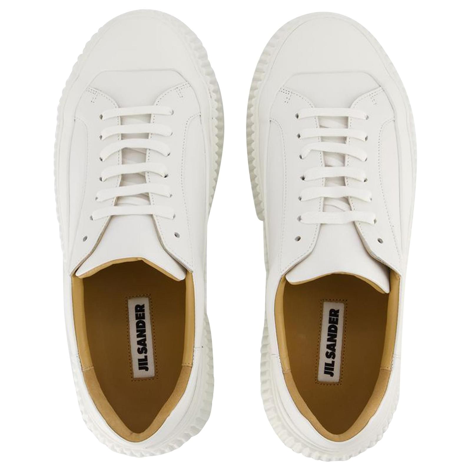 Sneakers - Jil Sander - Leather - White Brown Beige Pony