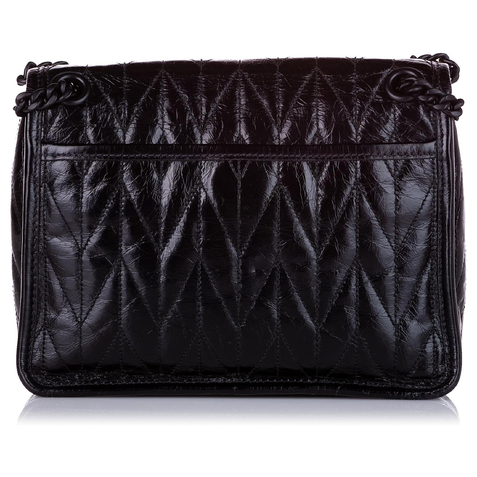 MIU MIU Shiny Leather Matelasse Shoulder Bag - Black for Women