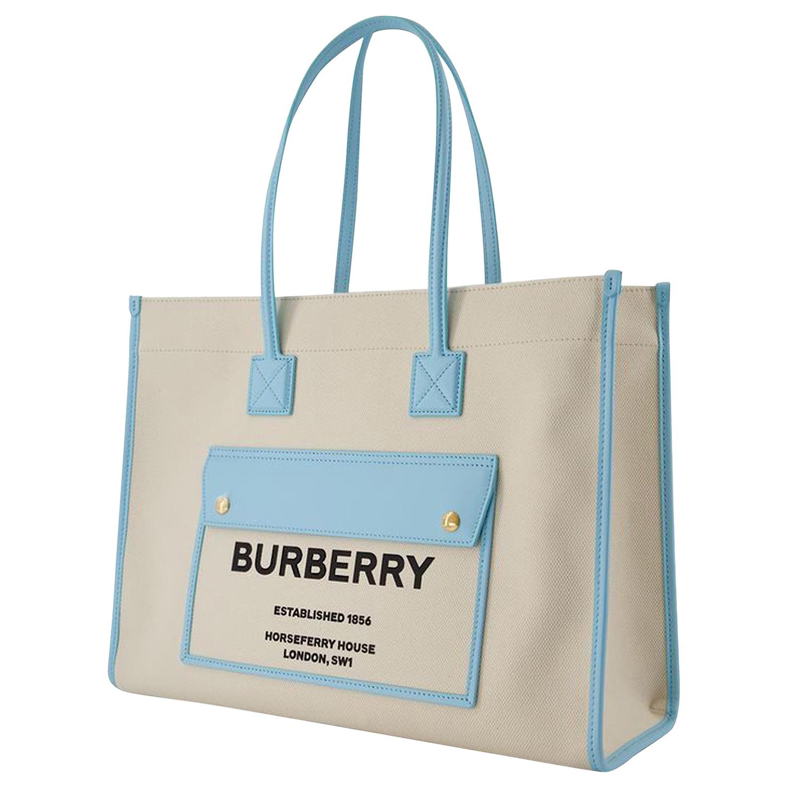 BURBERRY Logo-print cotton-canvas tote bag