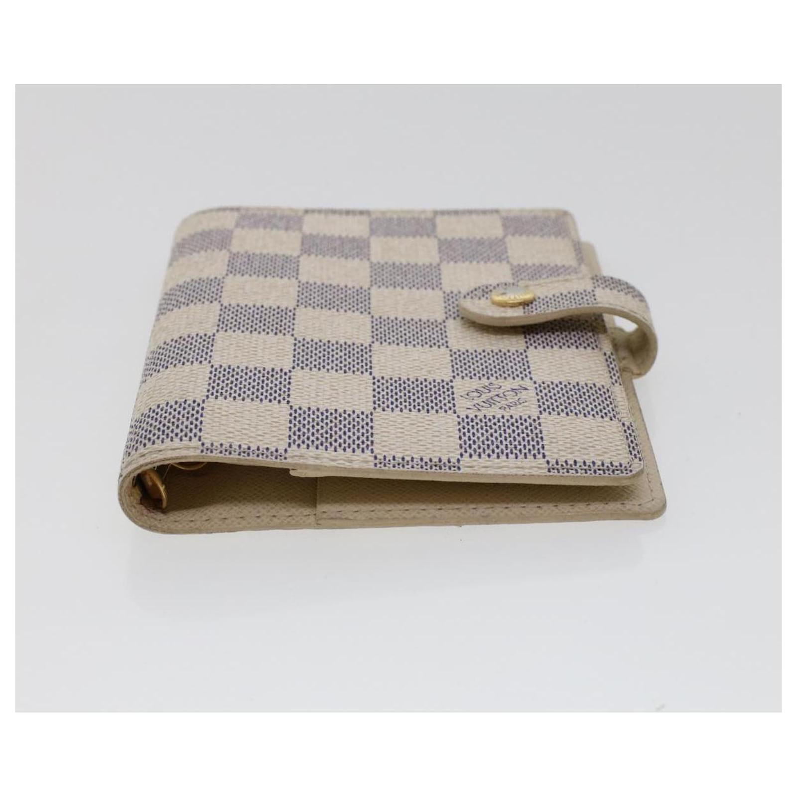 LOUIS VUITTON Damier Azur Agenda PM Day Planner Cover R20706 LV Auth 37291