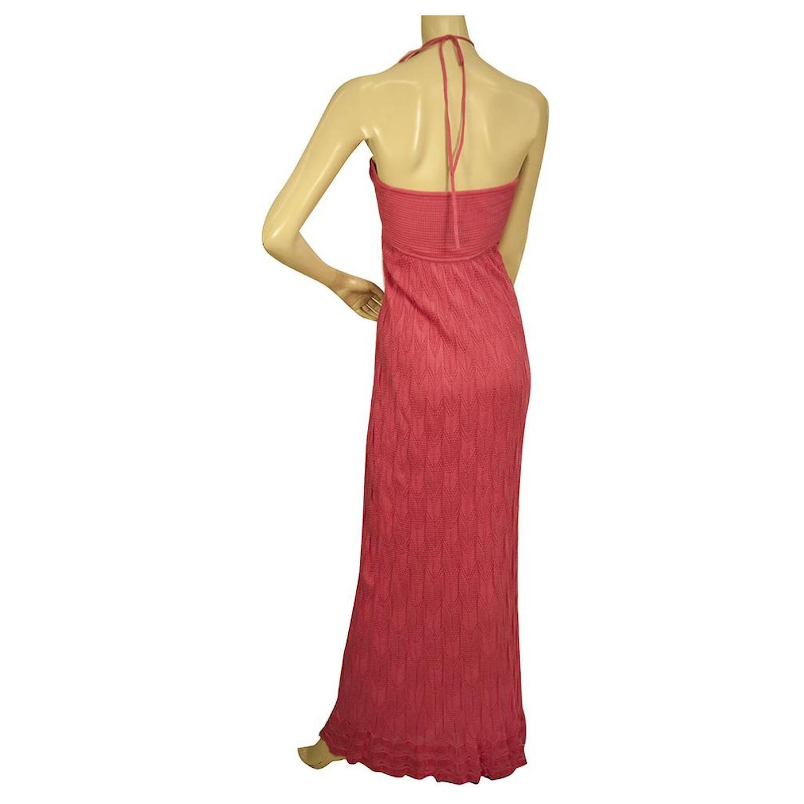 M Missoni Fuchsia Pink knit Sleeveless halter Neckline Maxi Long dress size  38 Fuschia Cotton ref.JC956124 (Sold) - Joli Closet