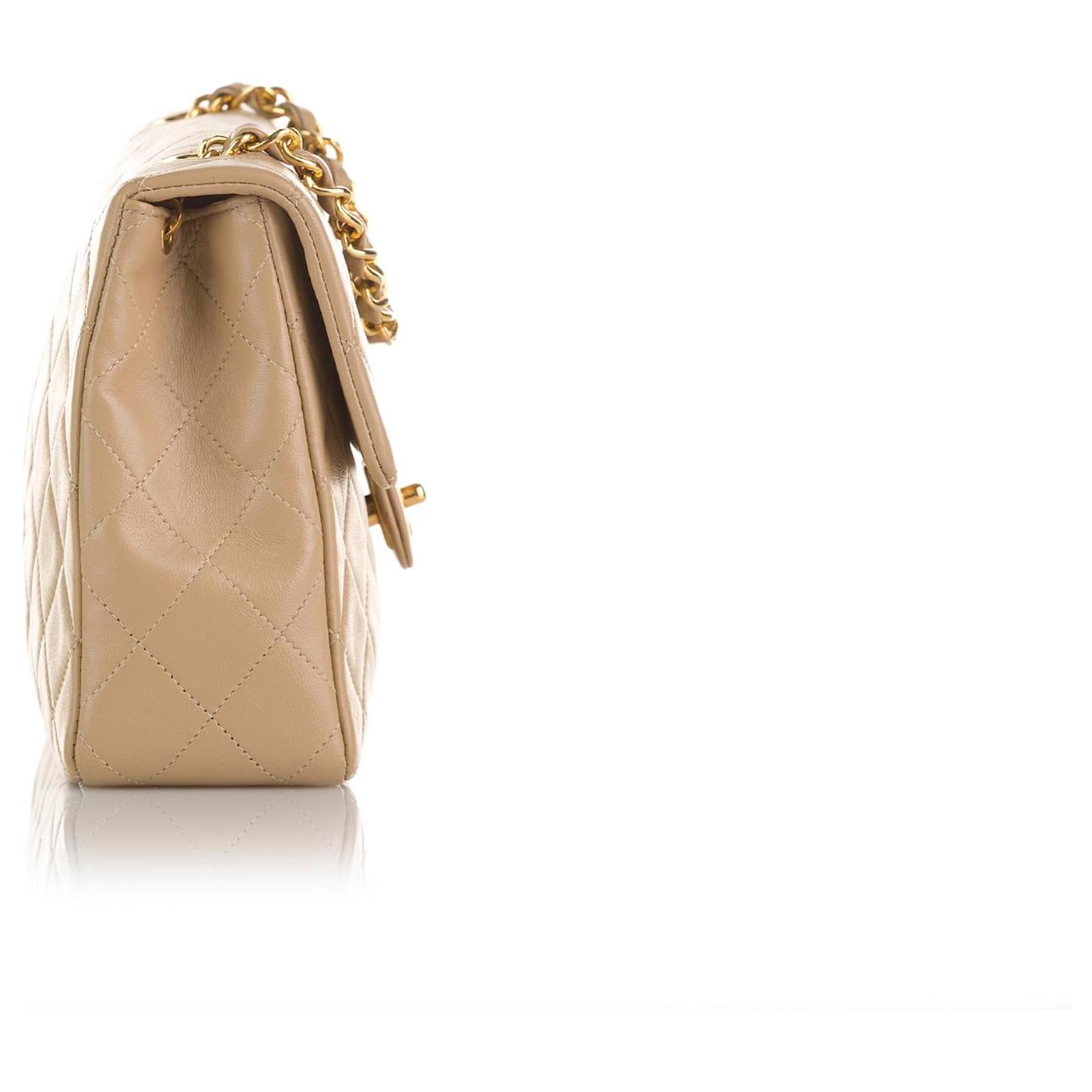 Chanel Mini Classic Square Lambskin Single Flap Bag Brown