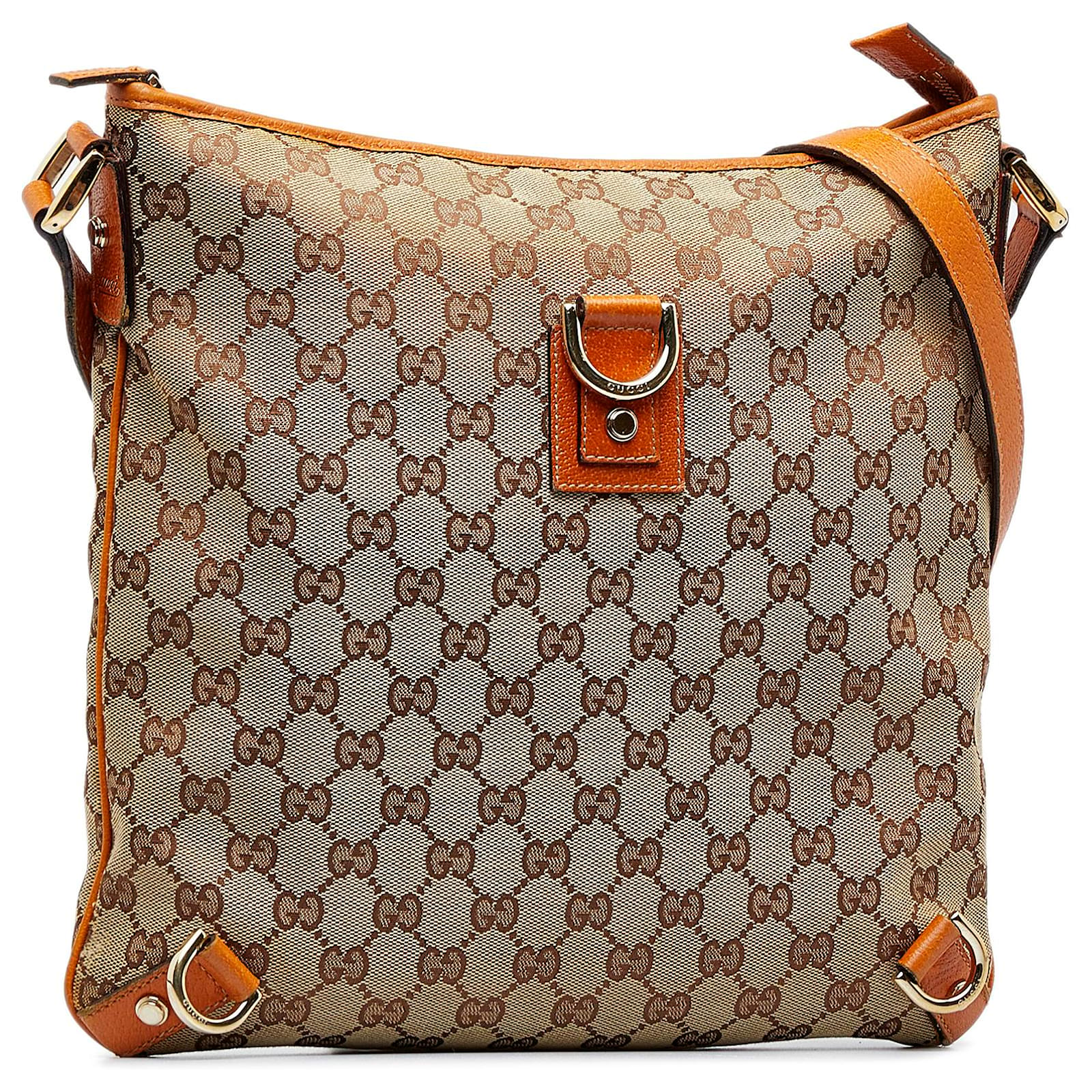 Gucci Abbey D Ring GG Monogram - Vintage Shoulder Bag - Brown  Leather/Canvas