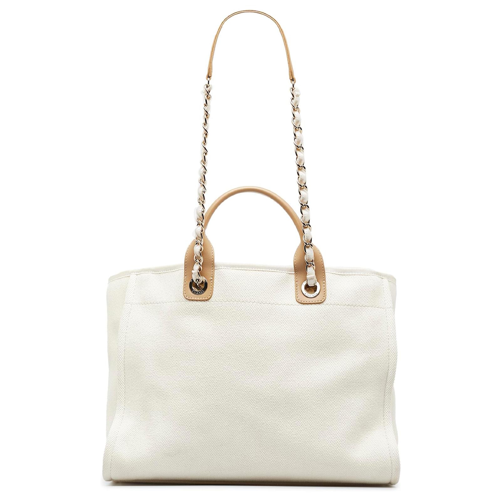 Chanel White Medium Pearls Deauville Shopping Tote
