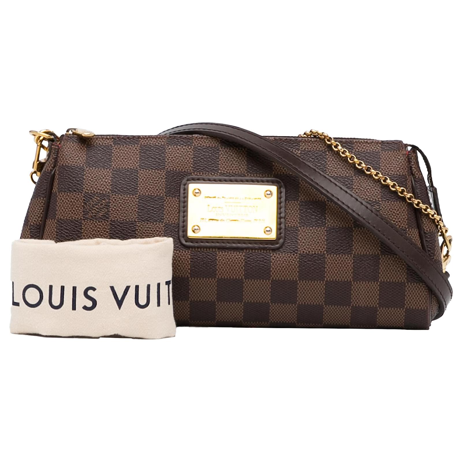 Louis Vuitton Damier Ebene Eva 2Way Shoulder Hand Pouch Bag w/ Straps N55213