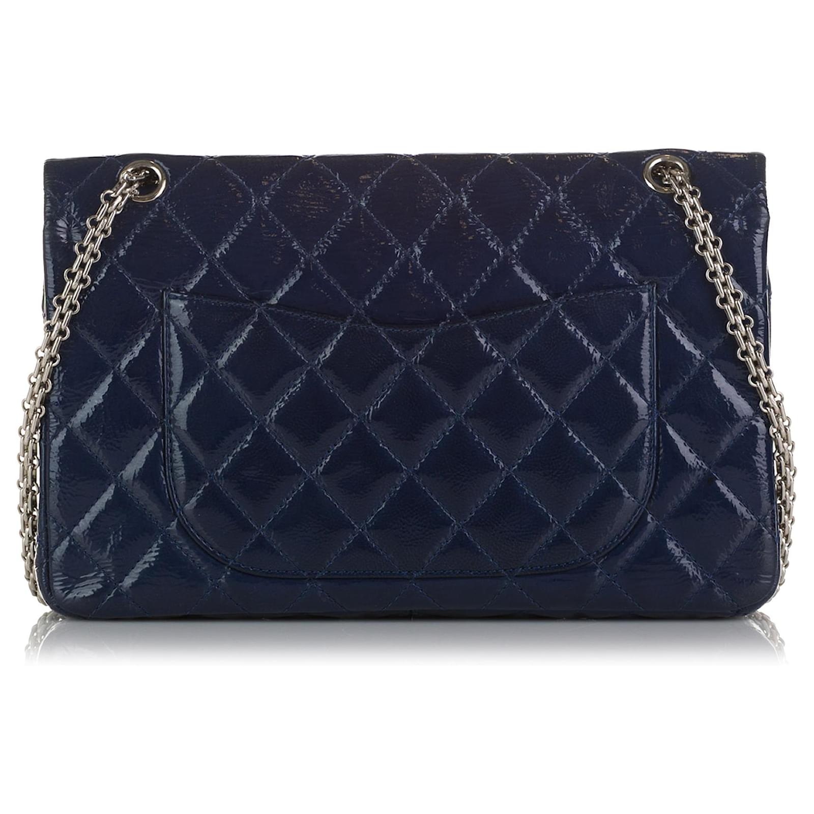 Chanel Blue Medium Reissue Double Flap Bag Leather Patent leather