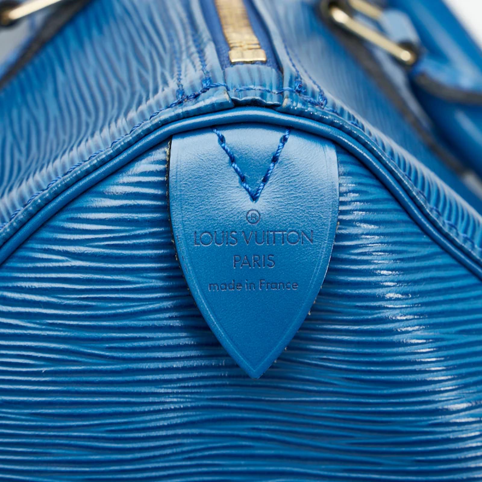 Louis Vuitton Epi Speedy 30 M43005 Blue Leather Pony-style calfskin  ref.1000798 - Joli Closet