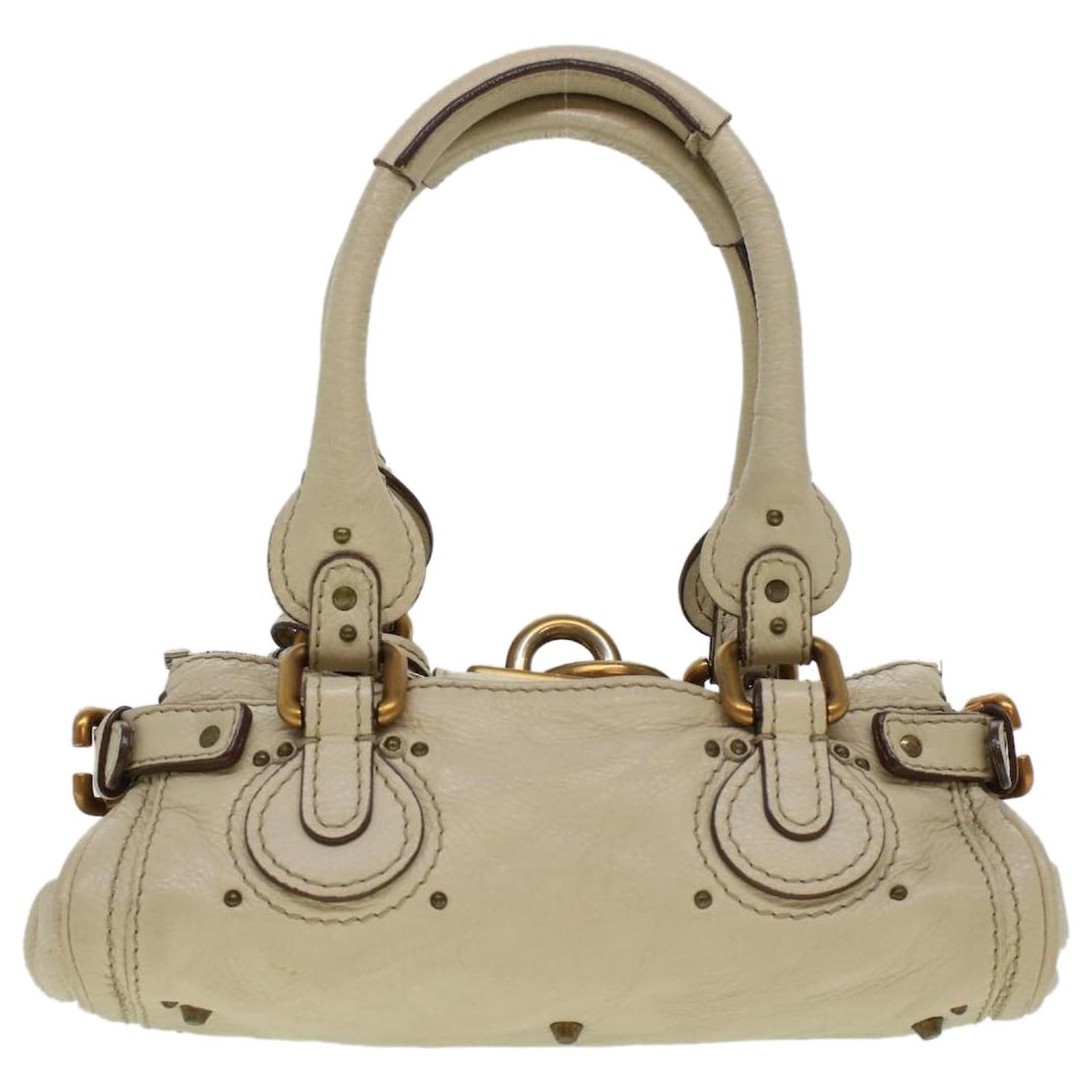 Chloé Chloe Paddington Hand Bag Leather Beige 04-06-51-5191 Auth