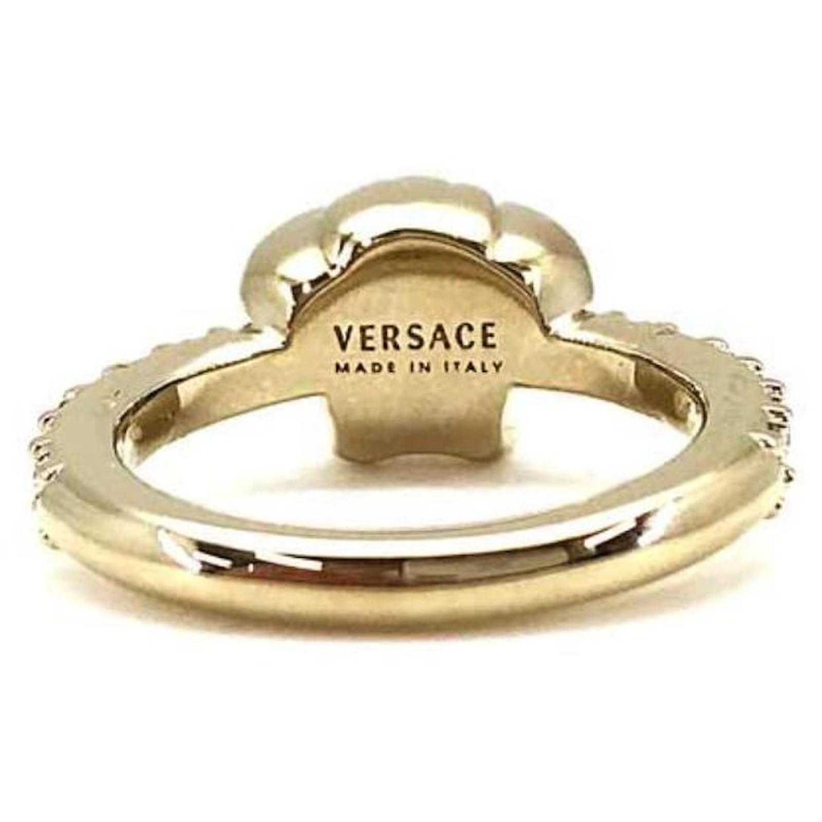 Gold Greek Key Ring by Versace on Sale