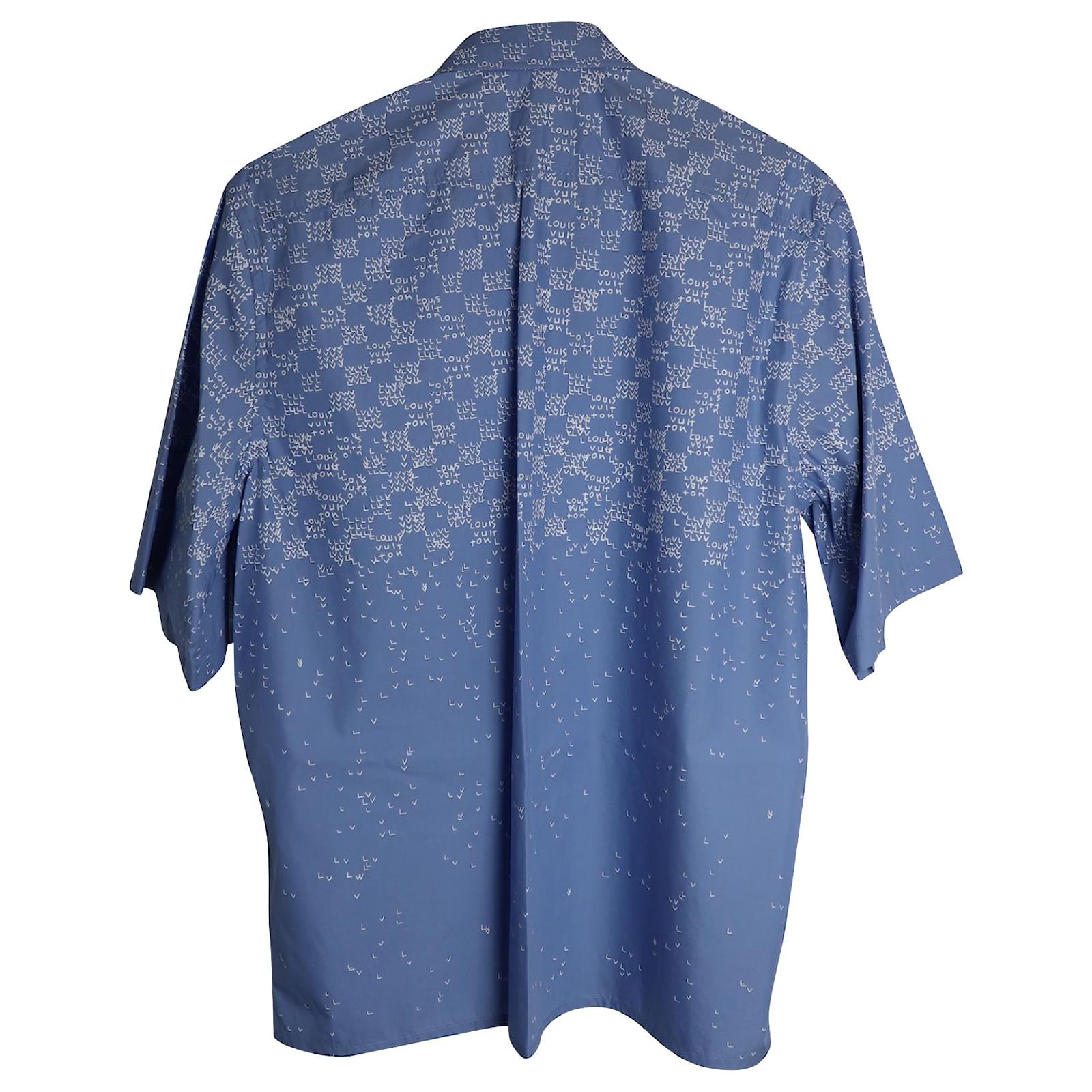 Louis Vuitton Blue Printed Long Sleeve Button Front Cotton Shirt