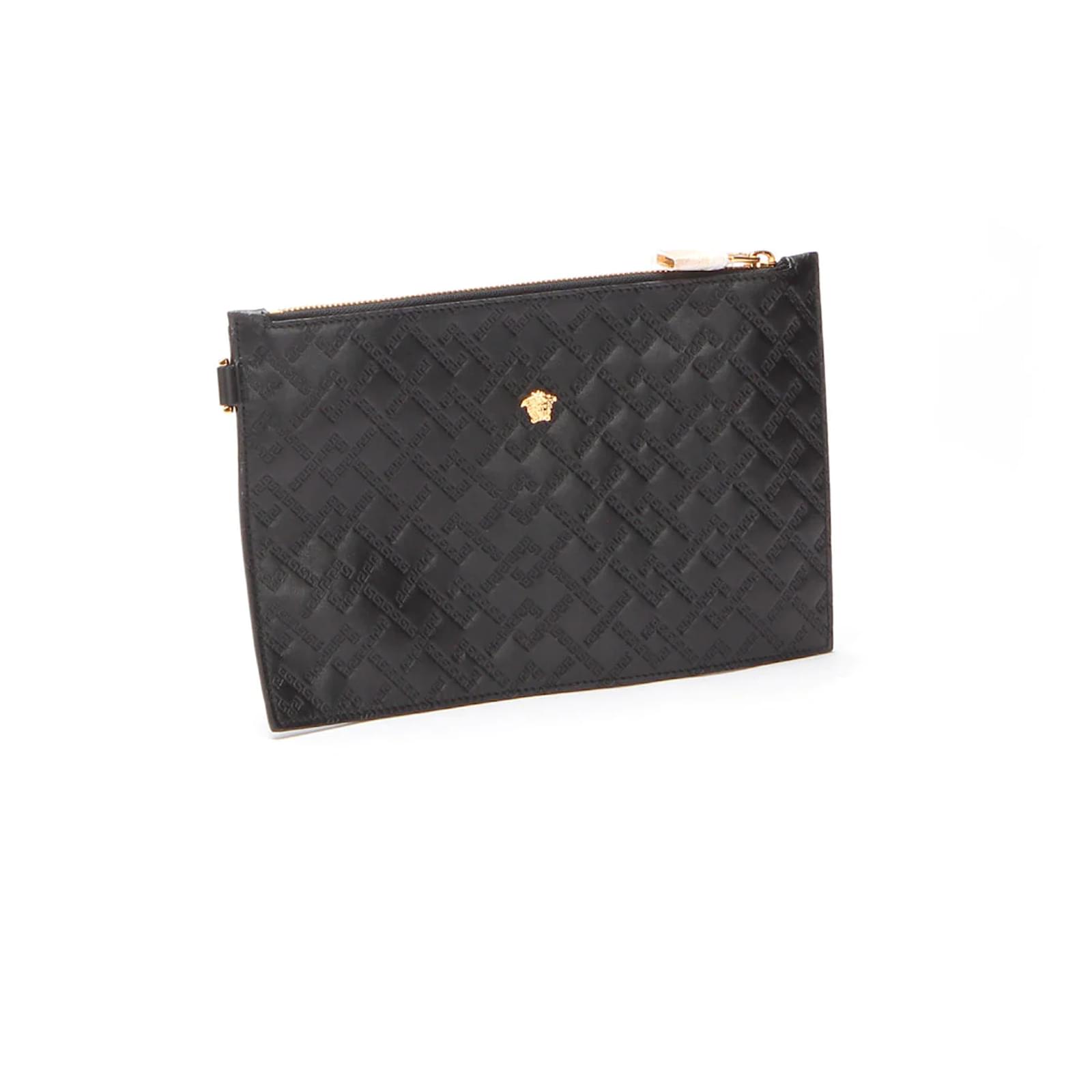 Versace Black Greek Key-Embossed Belt Bag Versace