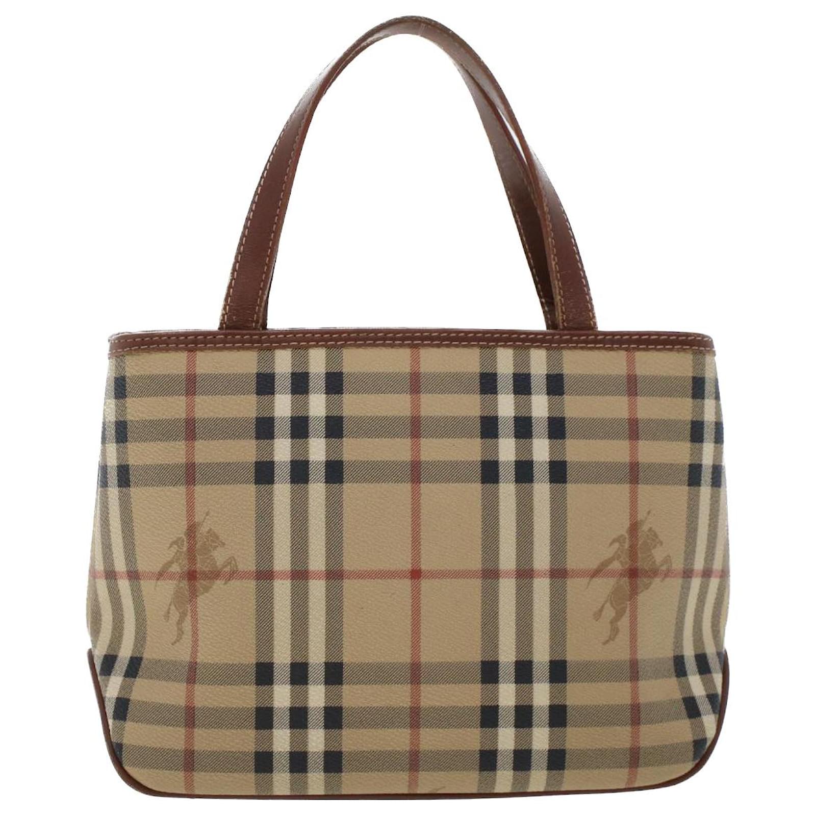 Burberry Beige Vintage Check PVC and Leather Tote