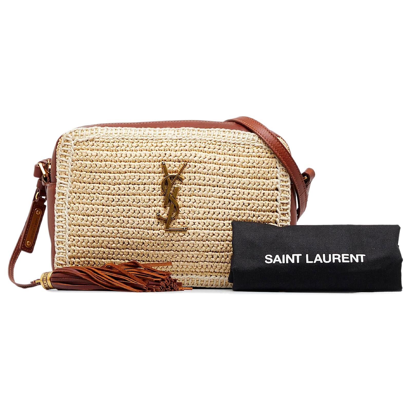 Saint Laurent Lou Camera Bag Woven Raffia Small