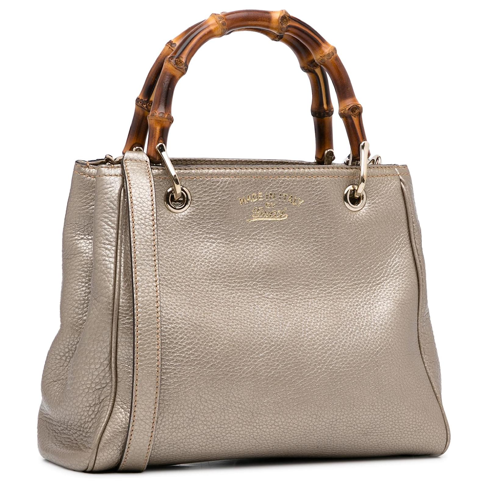 Gucci Gold Bamboo Shopper Mini Golden Leather Pony-style calfskin  ref.654591 - Joli Closet