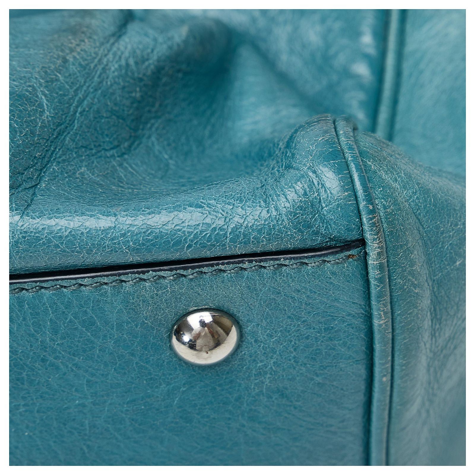 Miu Miu Blue Vitello Lux Bow Satchel Turquoise Leather Pony-style 