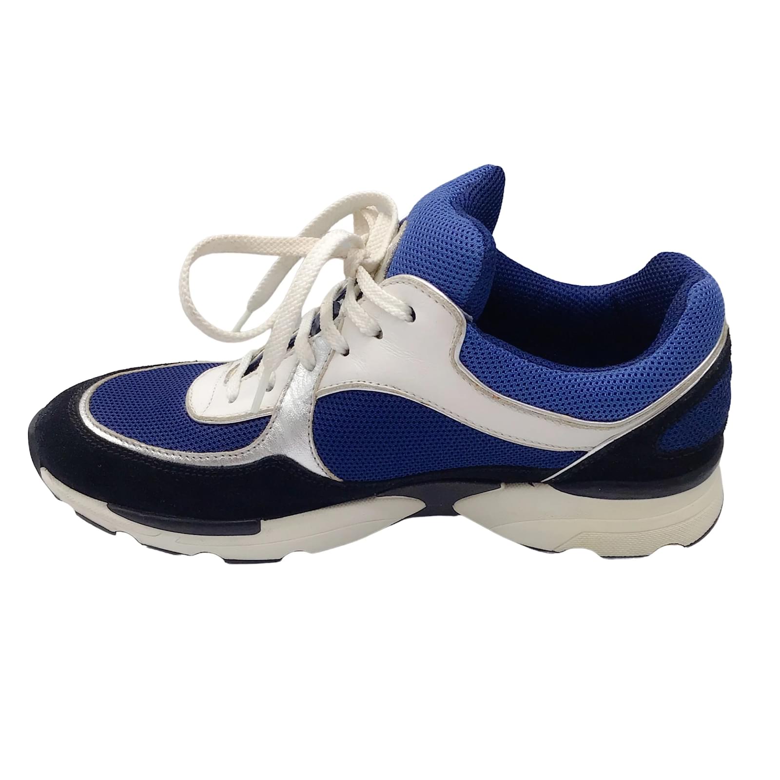 Chanel blue / white / Silver Metallic / Black CC Logo Mesh Chanel blue / white / Silver Metallic / Black CC Logo Mesh