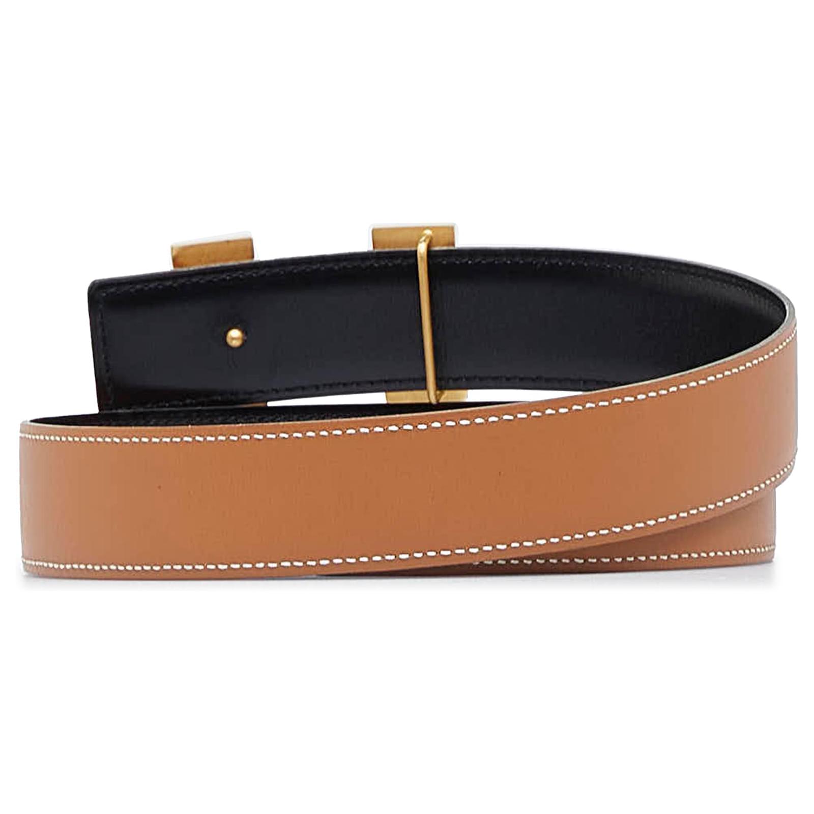 Hermès Hermes Brown Reversible Constance Belt Leather Pony-style calfskin  ref.959971 - Joli Closet