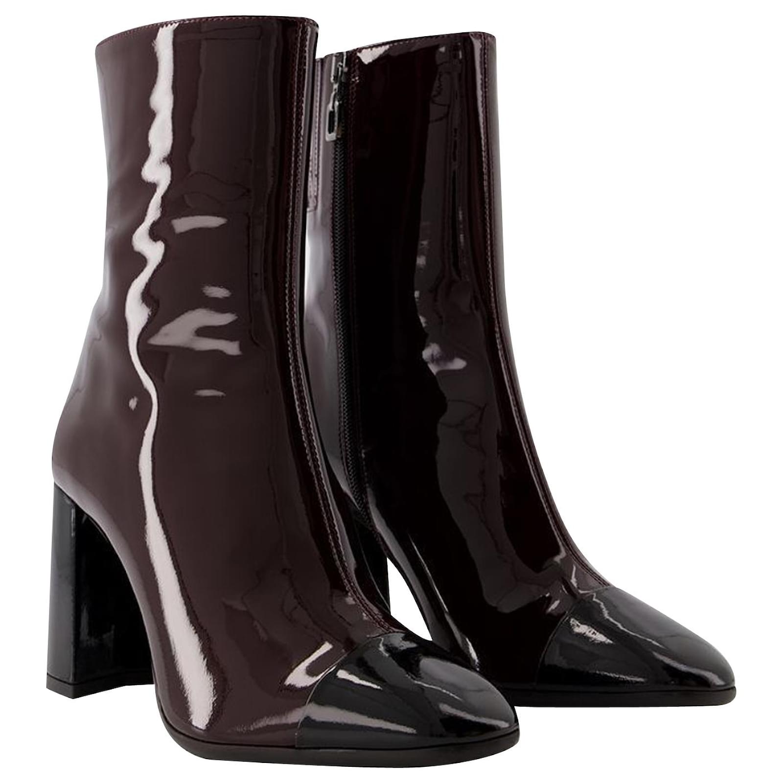 【関税込み】Donna Ankle Boots - Carel - Patent Leather - Bro Donna Ankle Boots - Carel - Patent Leather - Brown/Black