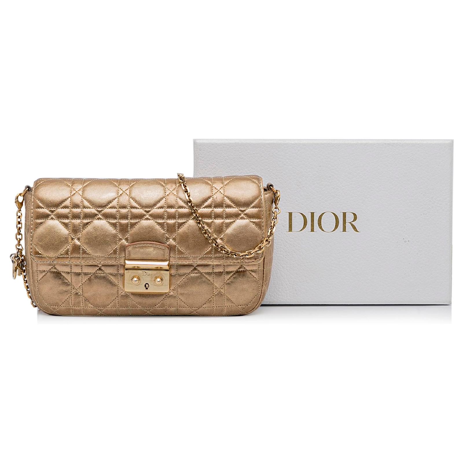 Dior Gold Cannage Miss Dior Promenade Crossbody Golden Leather Pony-style  calfskin ref.961013 - Joli Closet