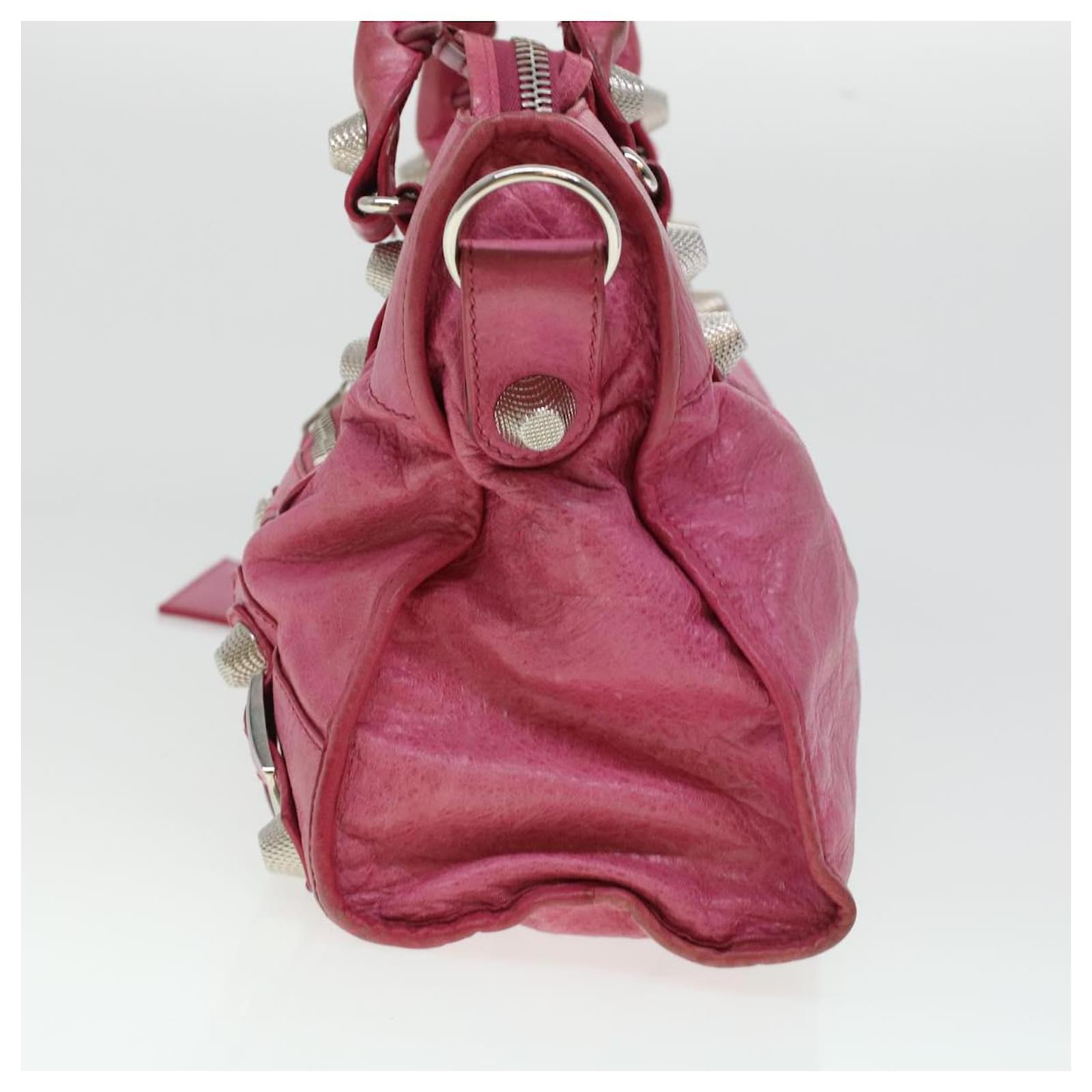 BALENCIAGA The Giant City Hand Bag Leather 2way Pink 173084 auth