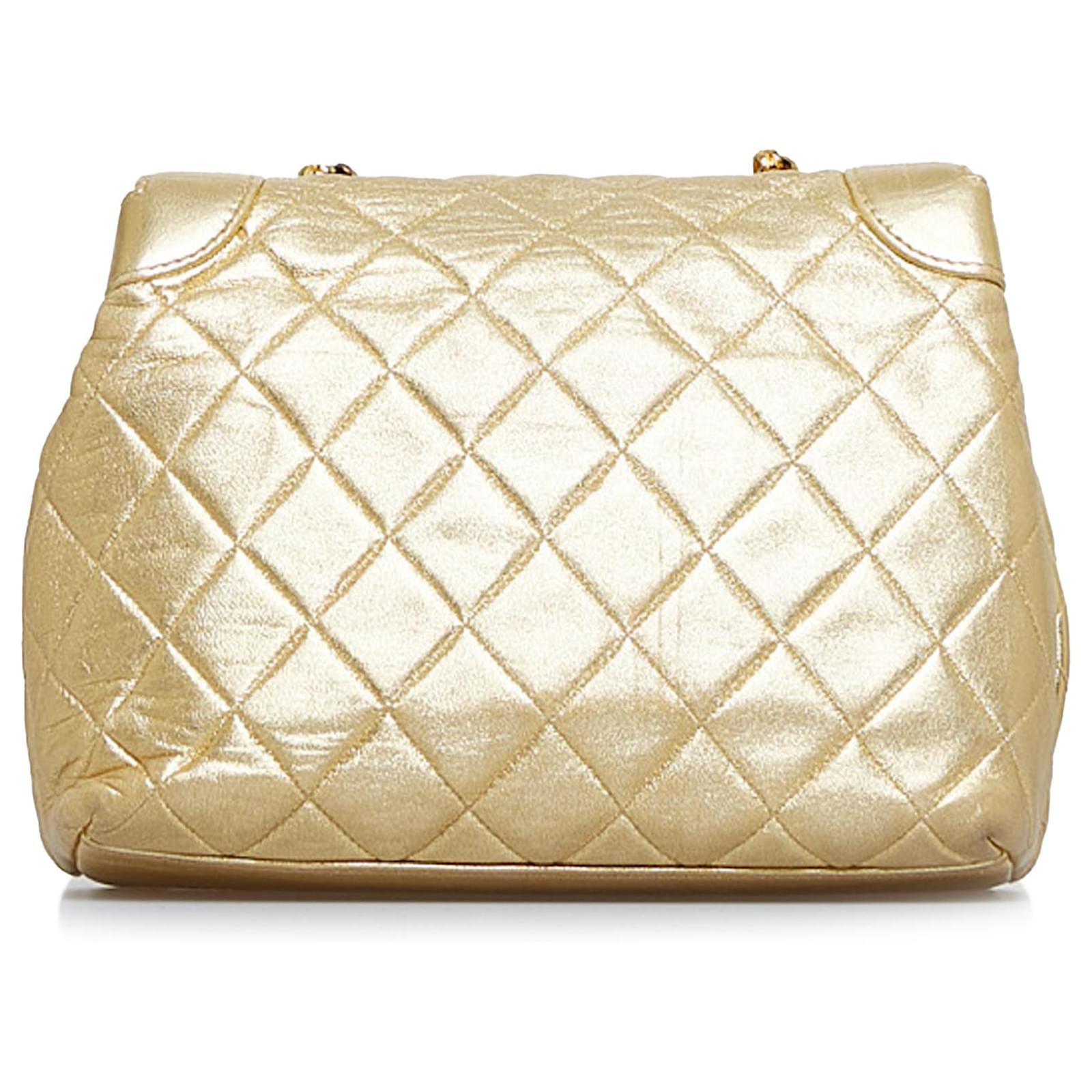 Chanel Gold CC Matelasse Lambskin Flap Bag Golden Leather ref