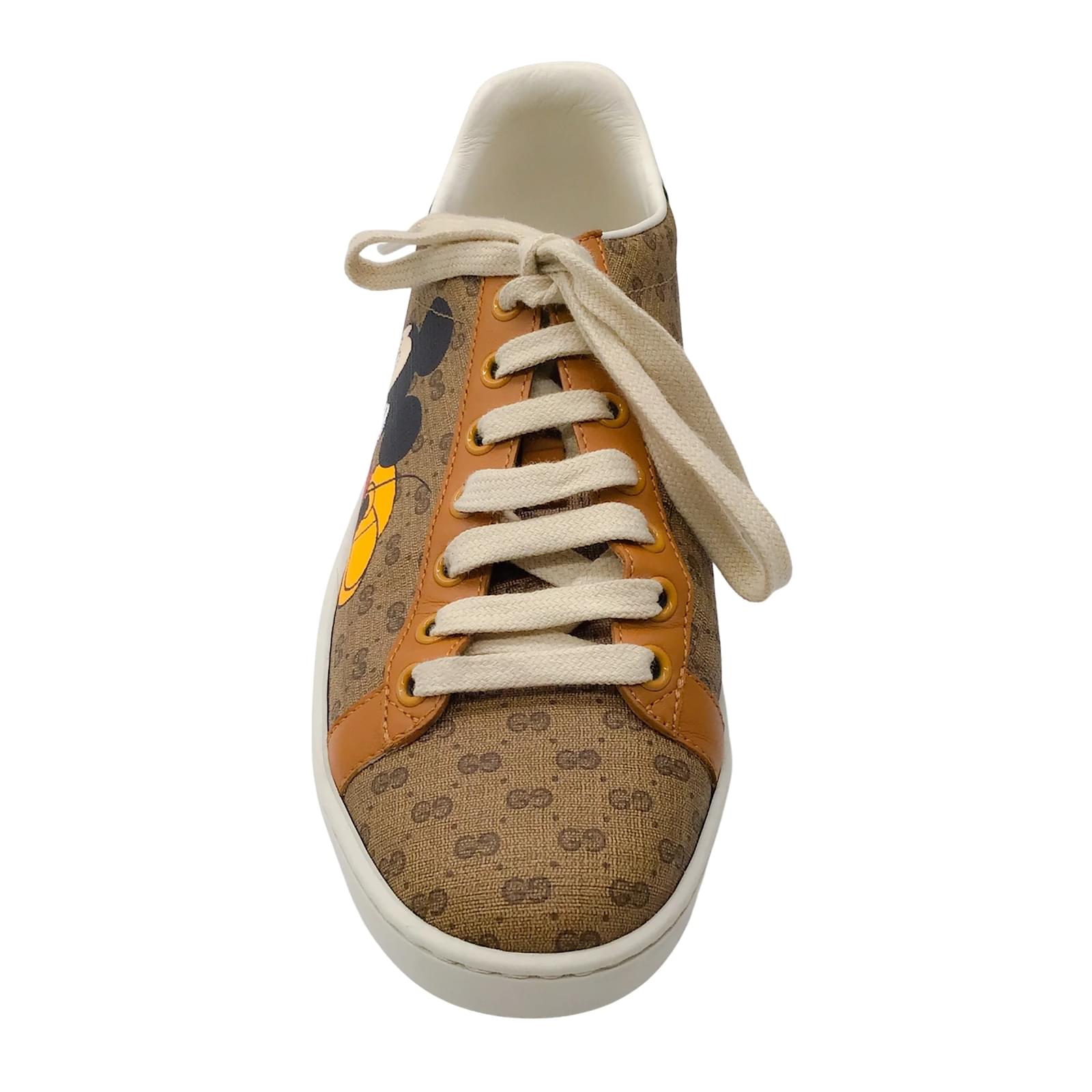 Gucci Natural Multi Ace x Disney Mickey Mouse GG Monogram Leather Trimmed  Coated Canvas Low Top Sneakers Multiple colors ref.961914 - Joli Closet