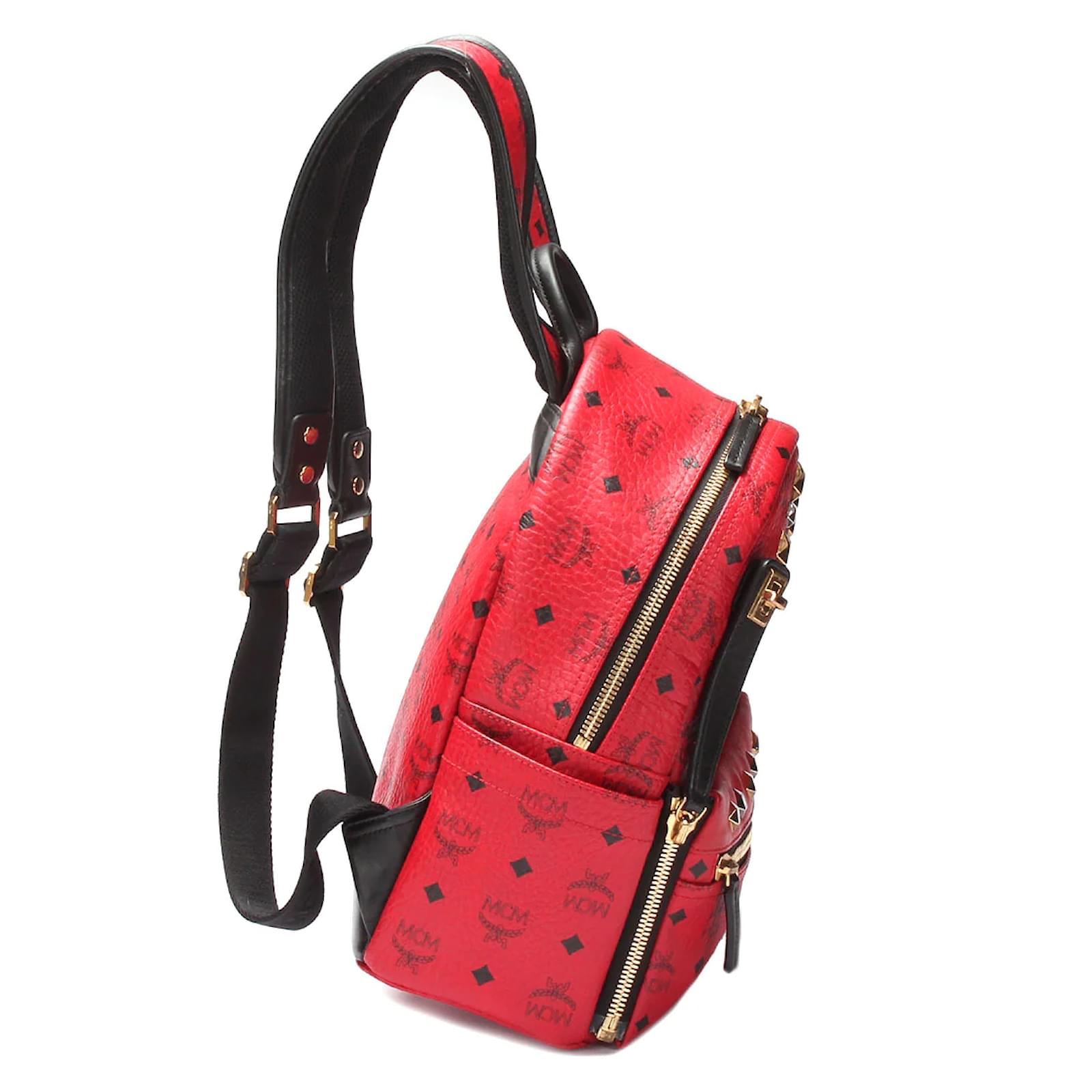 MCM, Bags, Mcm Stark Backpack Ruby Red