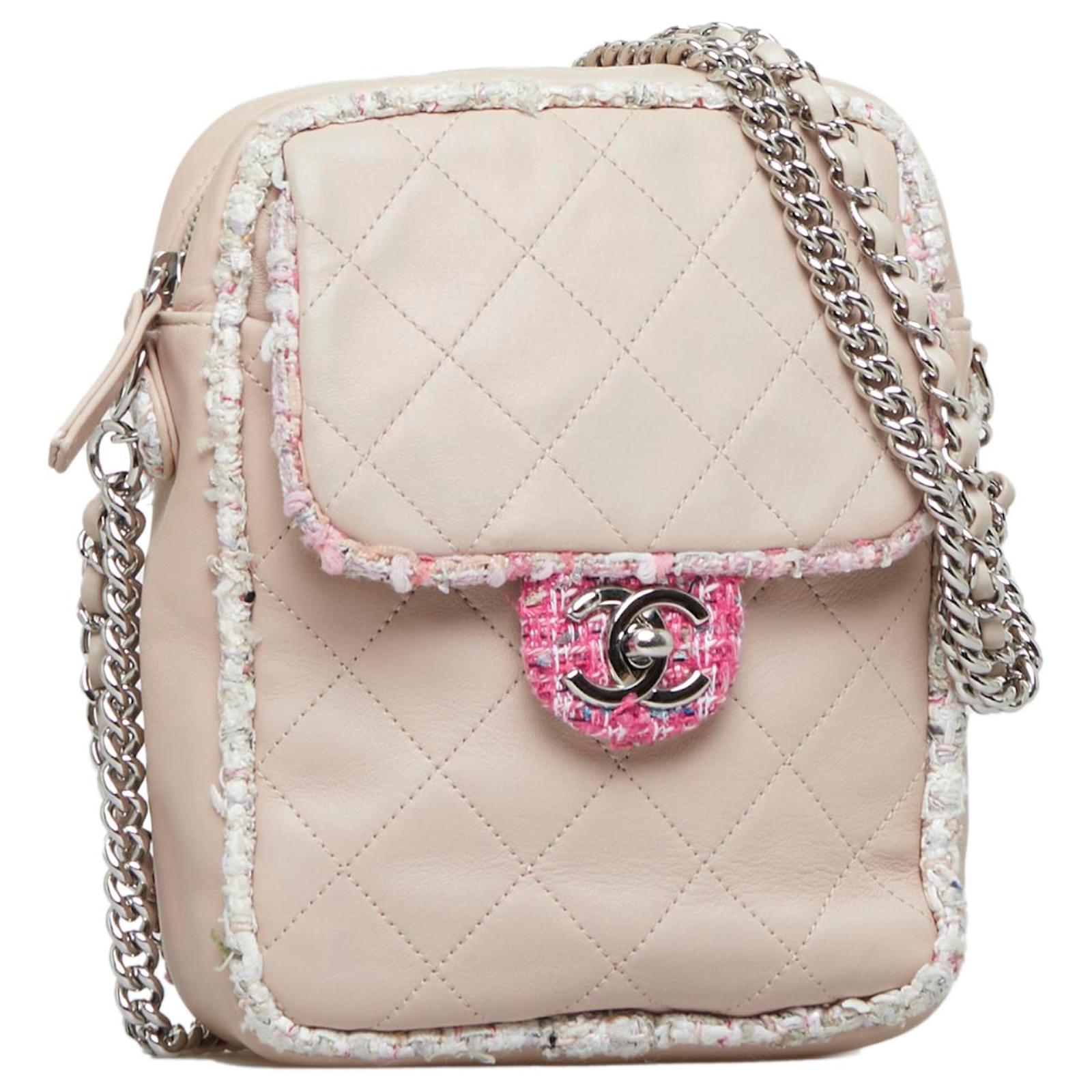 Chanel Pink Quilted Lambskin Leather Pearl Crush Camera Crossbody