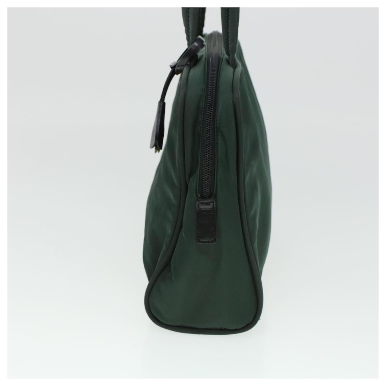 Prada Olive Green Nylon Metal Handle Hobo Prada