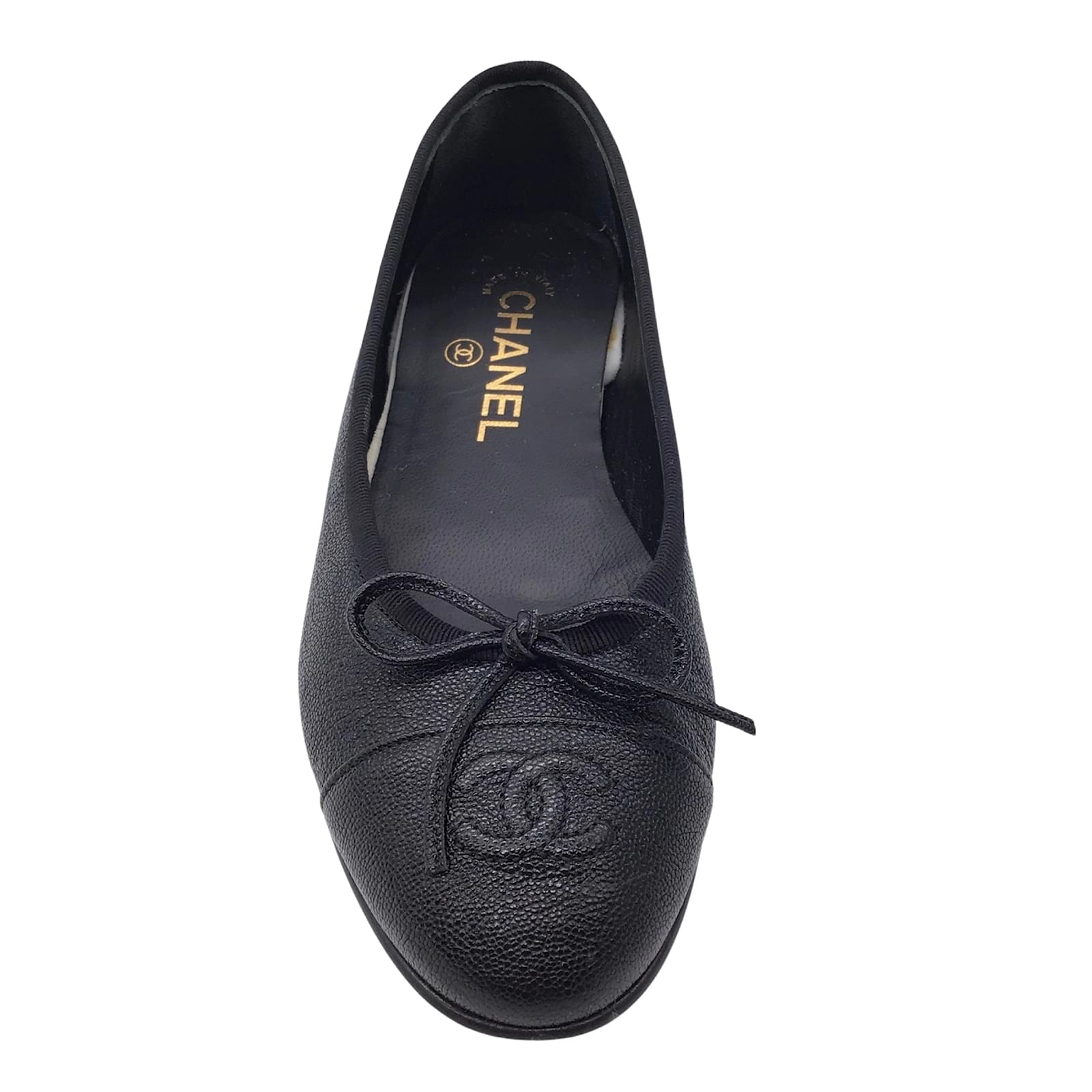 Chanel Black Quilted Leather CC Logo Classic Cap Toe Ballet Flat