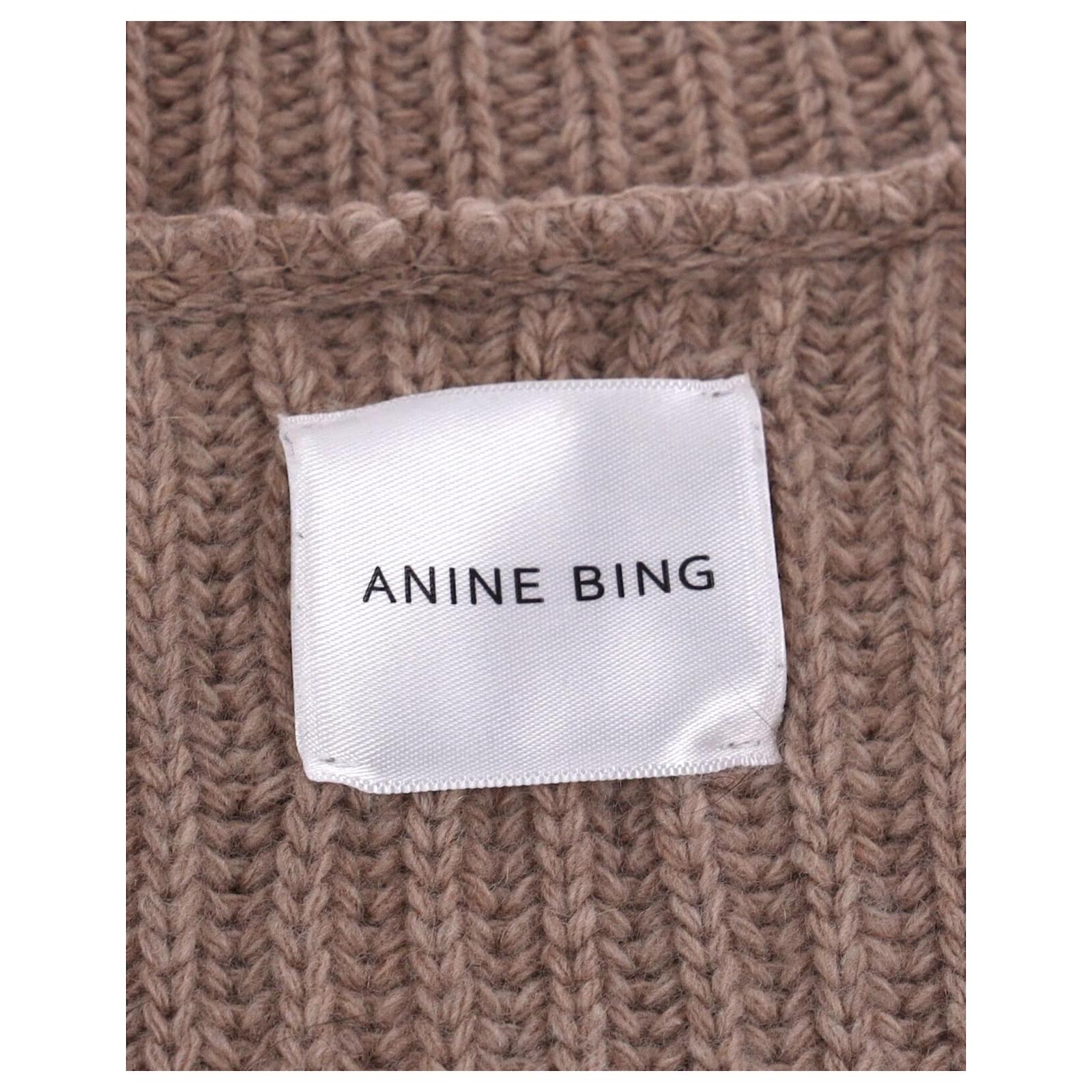 Anine Bing Olivia Oversized Turtleneck Sweater in Beige Cashmere