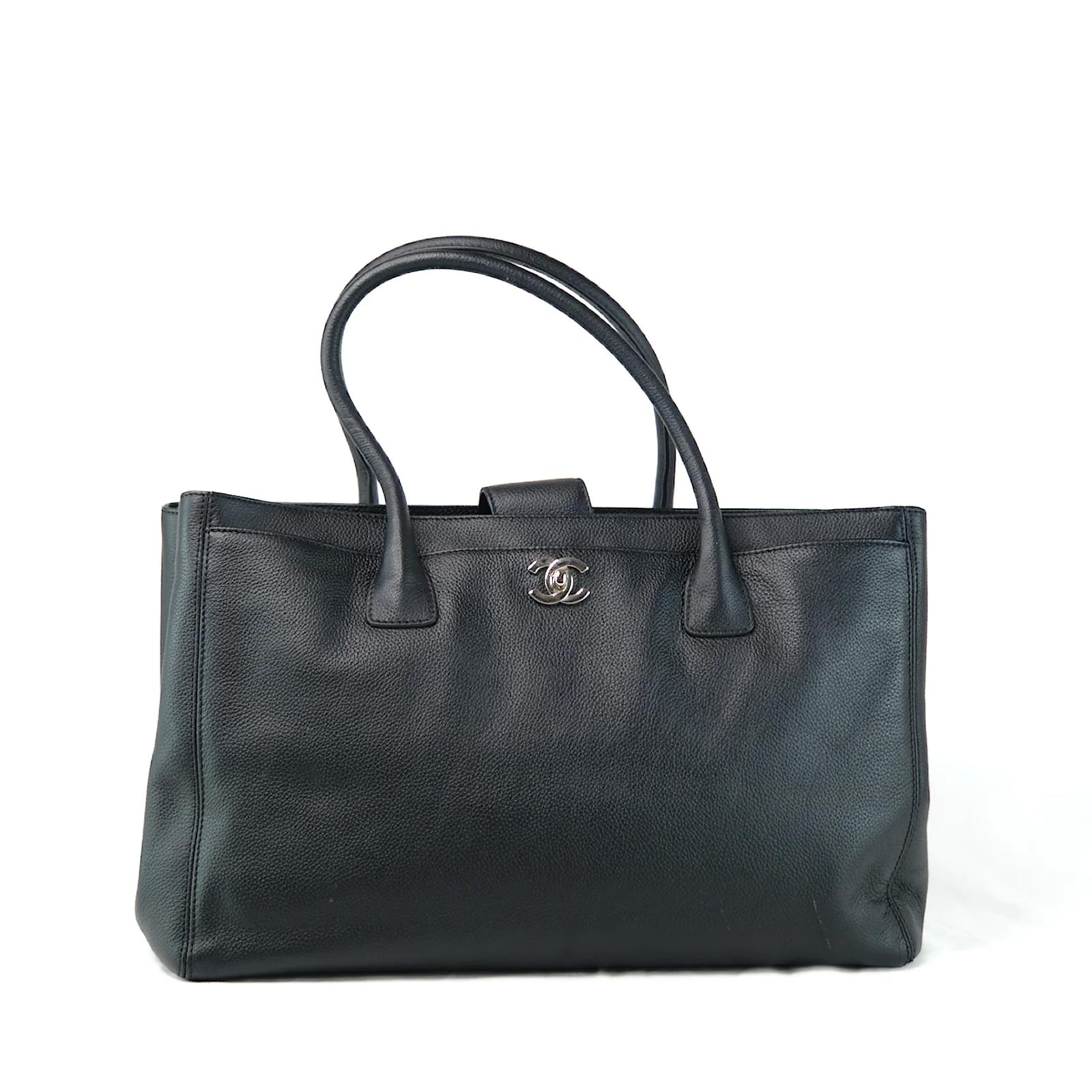 Chanel CC Leather Executive Cerf Tote Black Pony style calfskin ref.962600 Joli Closet