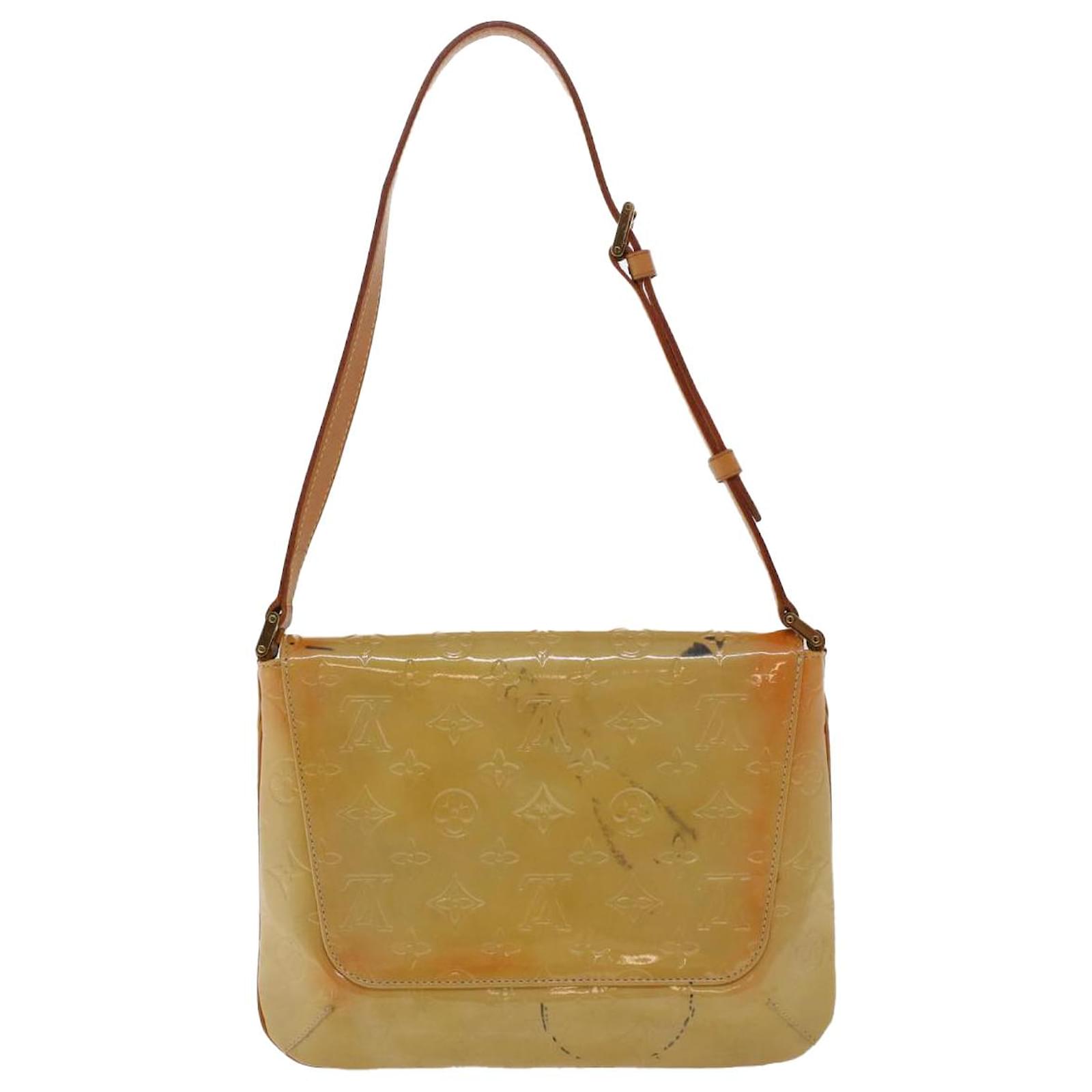 Louis Vuitton Vernis Leather Monogram Flap Shoulder Bag Beige