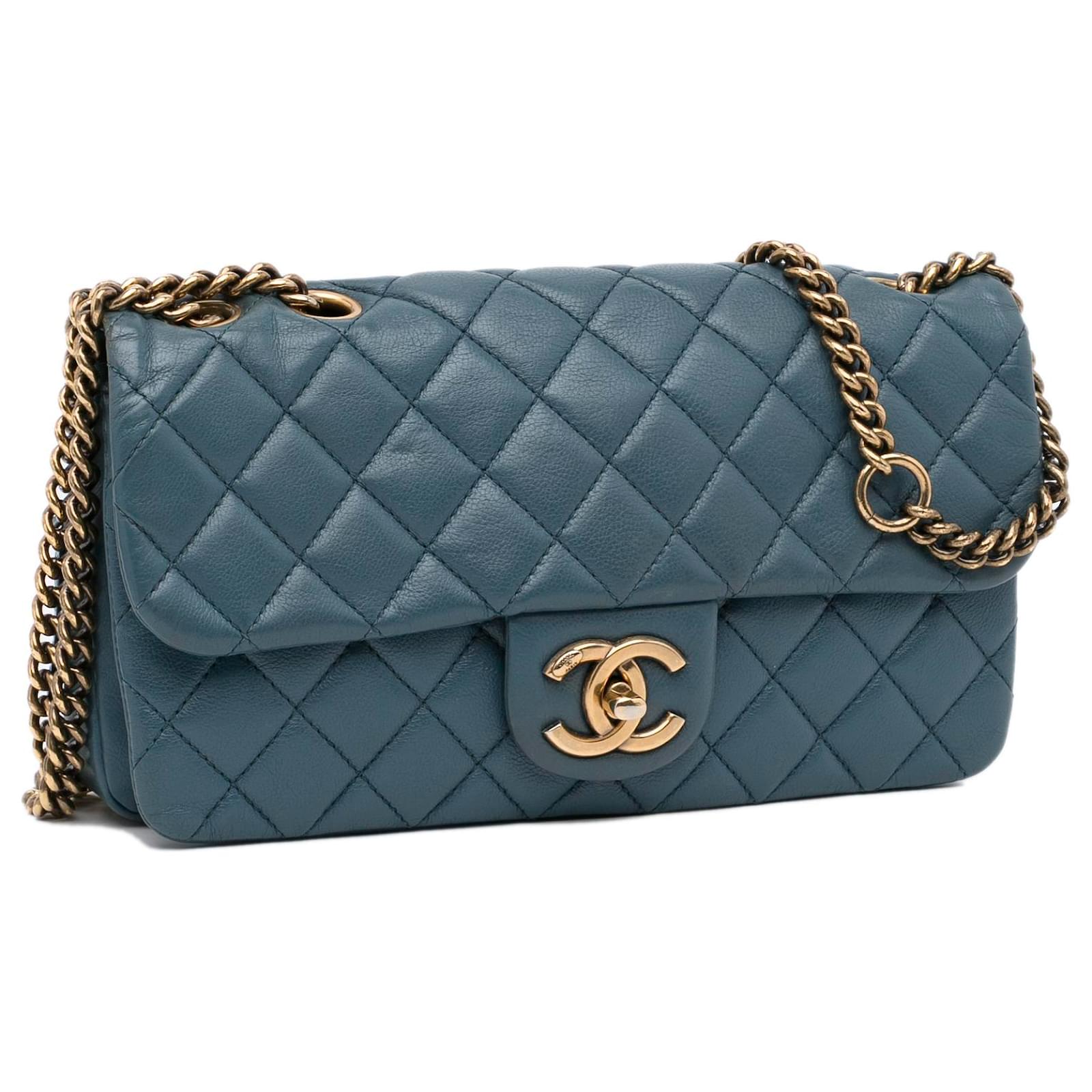 Chanel Blue CC Flap Leather Shoulder Bag Dark blue ref.963188