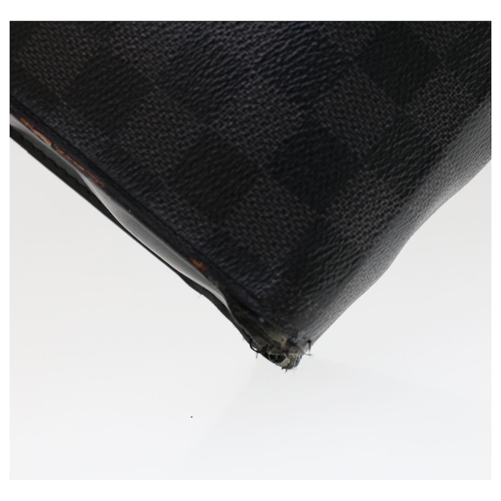 LOUIS VUITTON Damier Graphite Pochette Voyage MM Clutch Bag N63510 Auth  ak170A