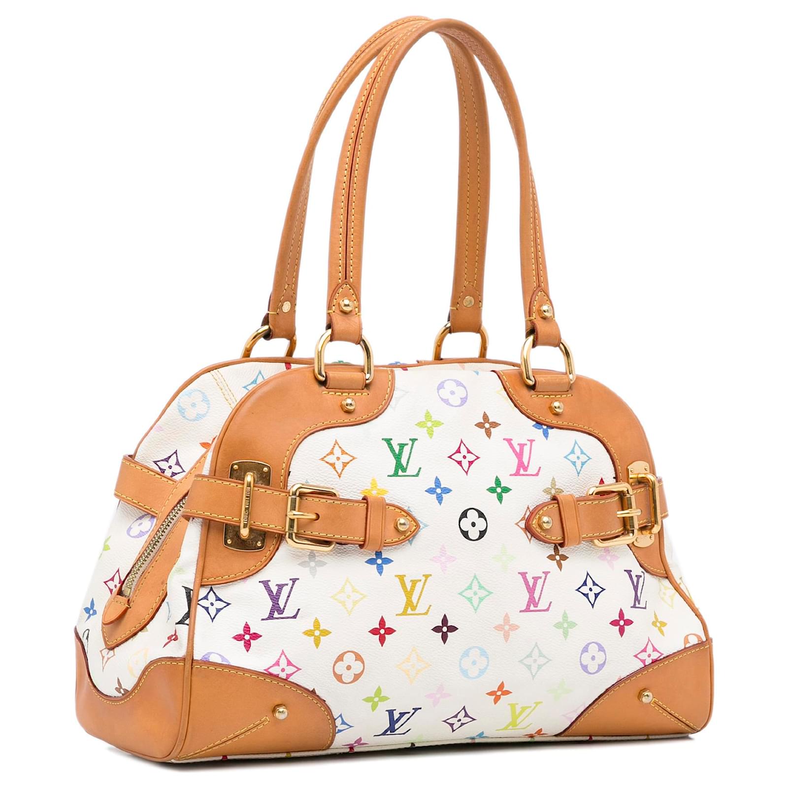 Louis Vuitton White Leather, Fabric and Monogram Canvas Rivoli