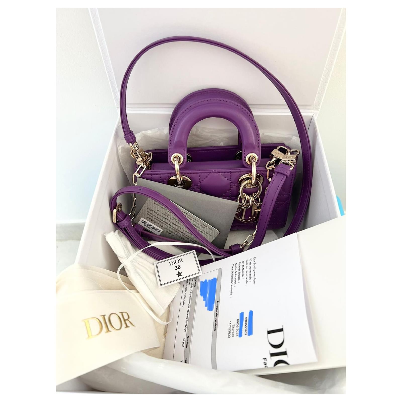 Christian Dior Pre-owned Medium Cannage Lady D-Joy Handbag - Purple