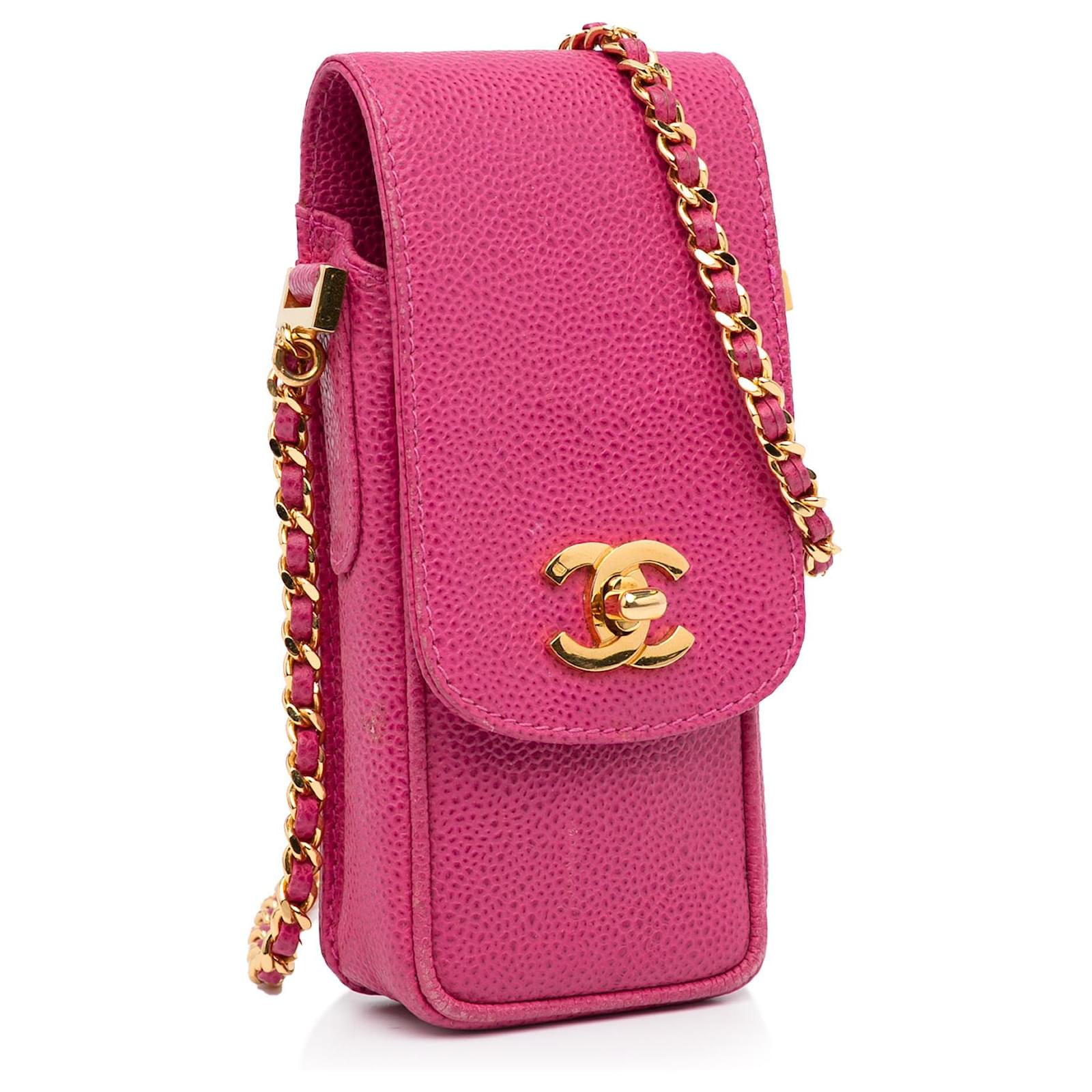 Chanel Pink CC Caviar Phone Crossbody Bag Leather ref.965047 - Joli Closet